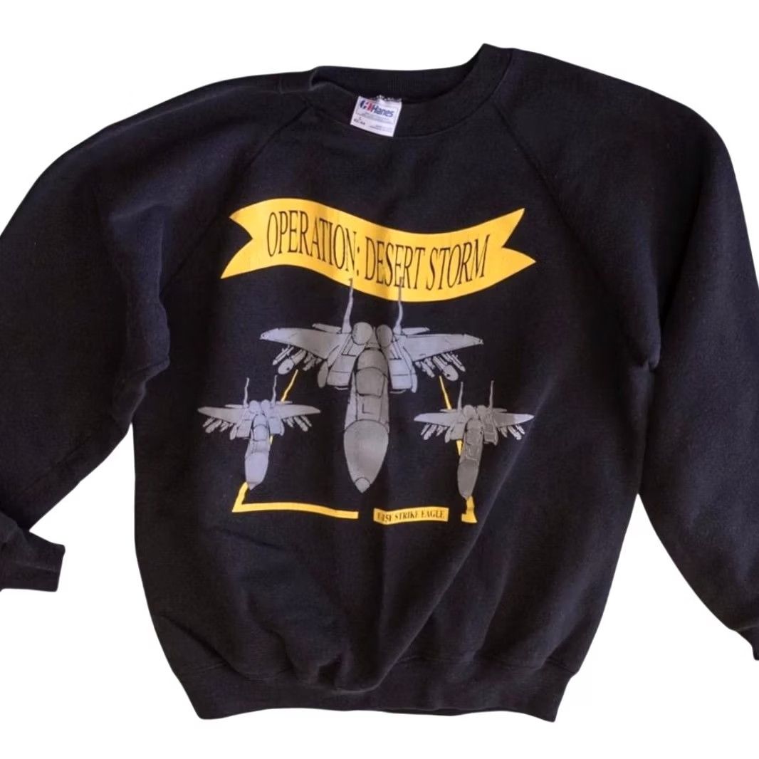 Hanes VINTAGE Operation Desert Storm Gulf War 1991 Crewneck Sweatshirt Large Black F-15E Hanes Size US L / EU 52-54 / 3 - 2 Thumbnail