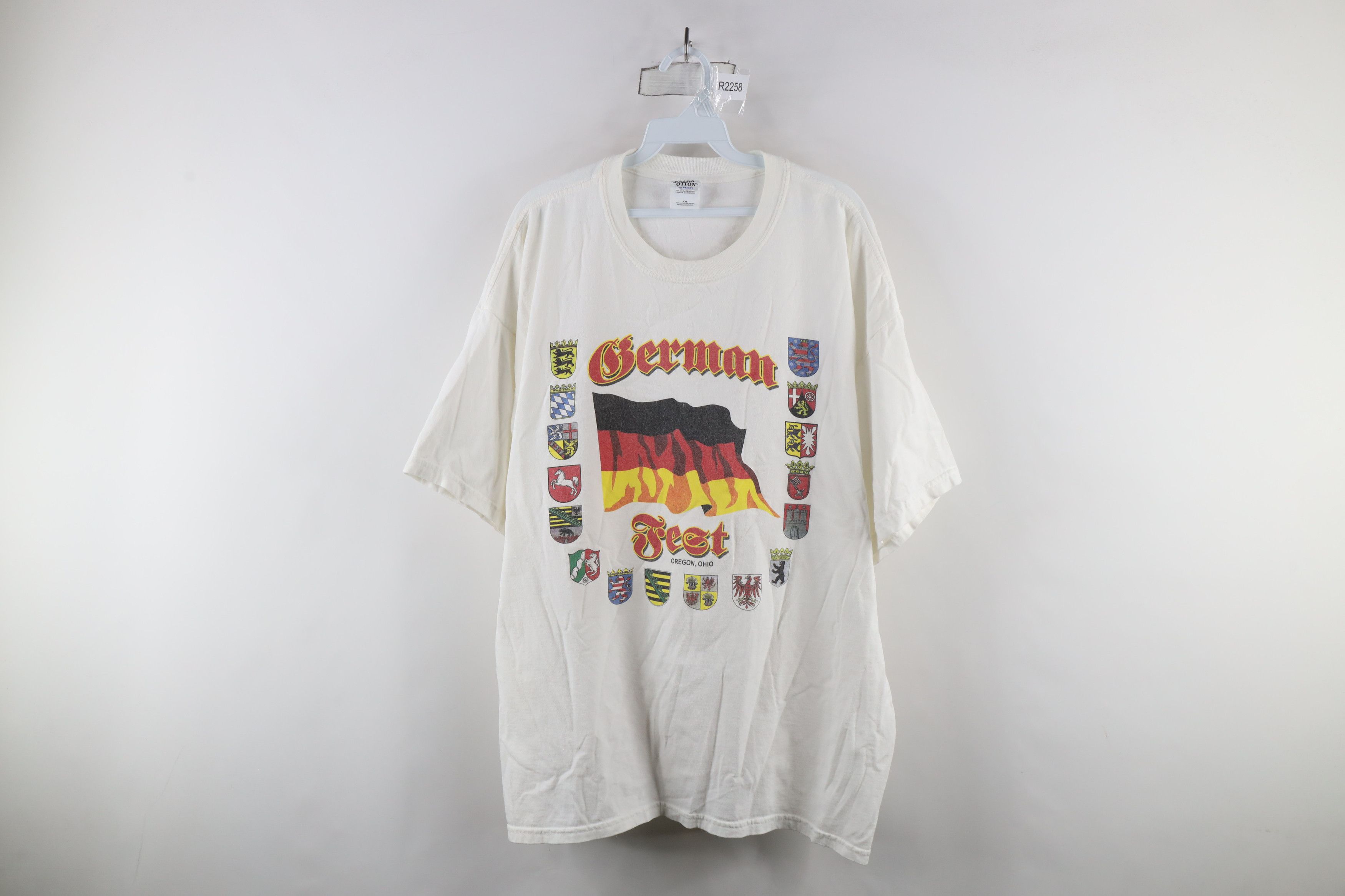Vintage Vintage 90s Spell Out German Fest Short Sleeve T-Shirt White Size US XXL / EU 58 / 5 - 1 Thumbnail