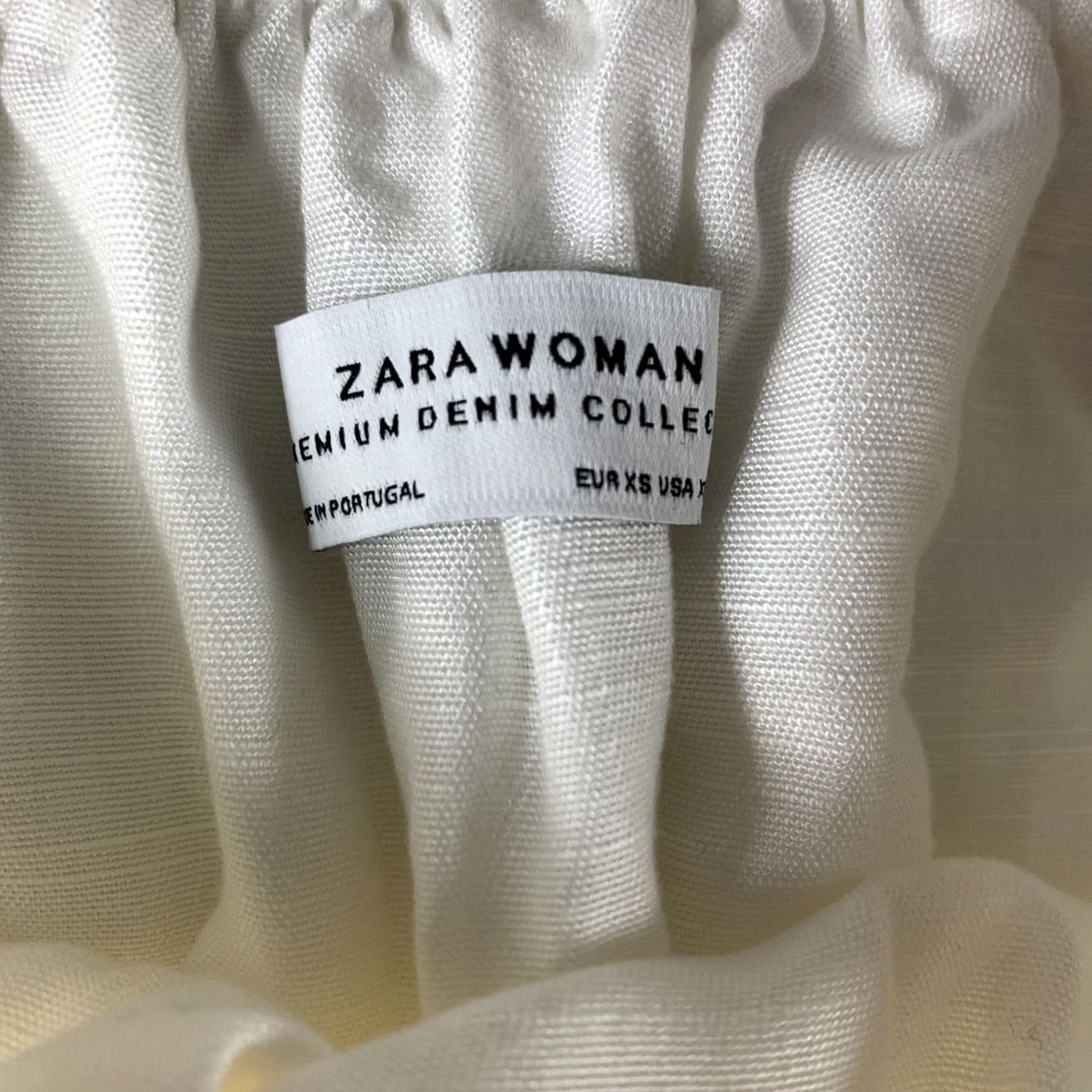 Zara Zara Woman Blouse White Off The Shoulder XS Premium Denim Collection Size XS / US 0-2 / IT 36-38 - 4 Thumbnail
