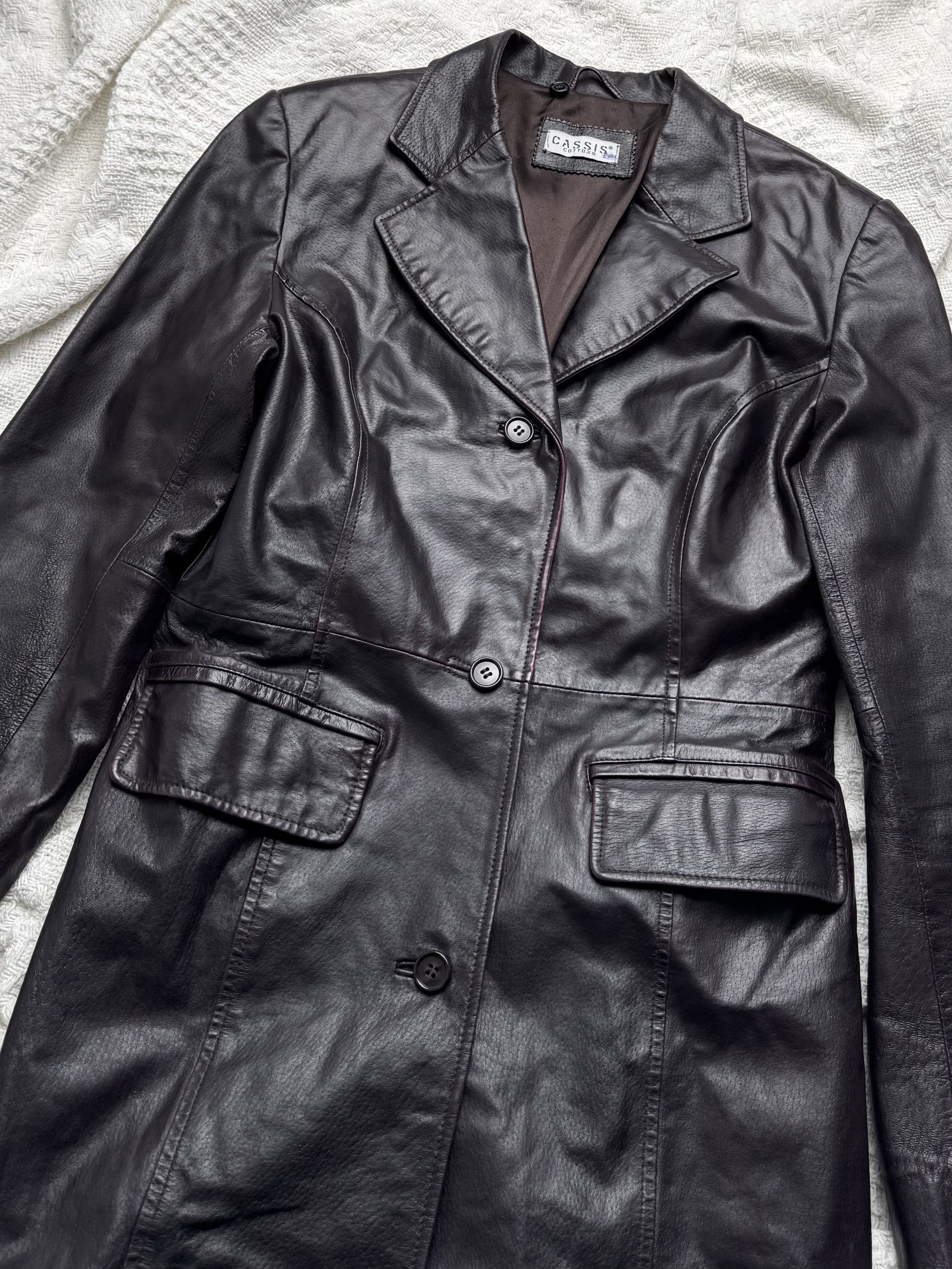 Vintage Vintage Leather Coat Blazer Button Front Long Classic Size L / US 10 / IT 46 - 5 Thumbnail
