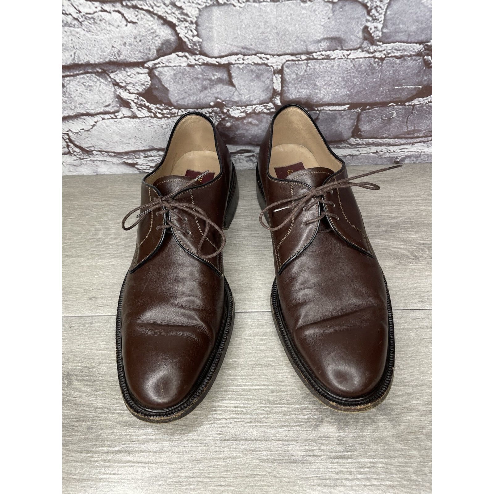 Endless Joy G.M. Endless 9502 Brown Leather Derby Oxfords Lace Up Dress Size US 9 / EU 42 - 2 Thumbnail