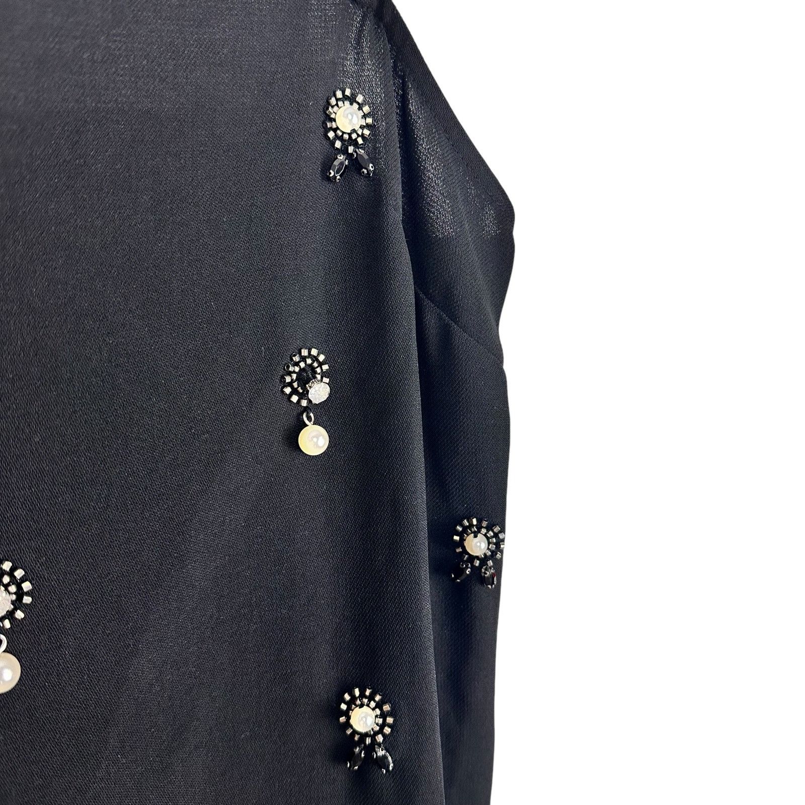 H&M H&M Appliquéd Holiday Slip Dress Pearl Rhinestones Black S Size S / US 4 / IT 40 - 8 Thumbnail