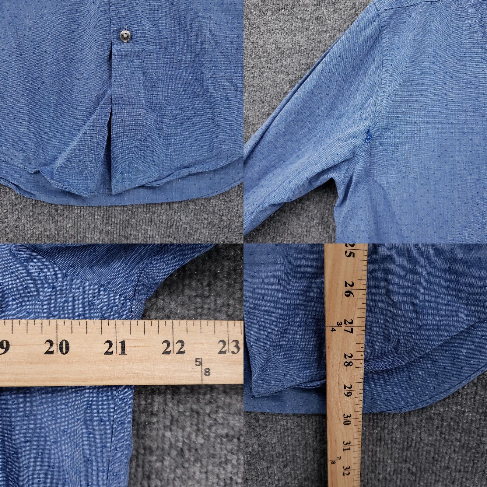 Calvin Klein Calvin Klein Shirt Dress Mens 15.5 Button-Down Blue Slim Fit Long Sleeve Size 42R - 8 Thumbnail