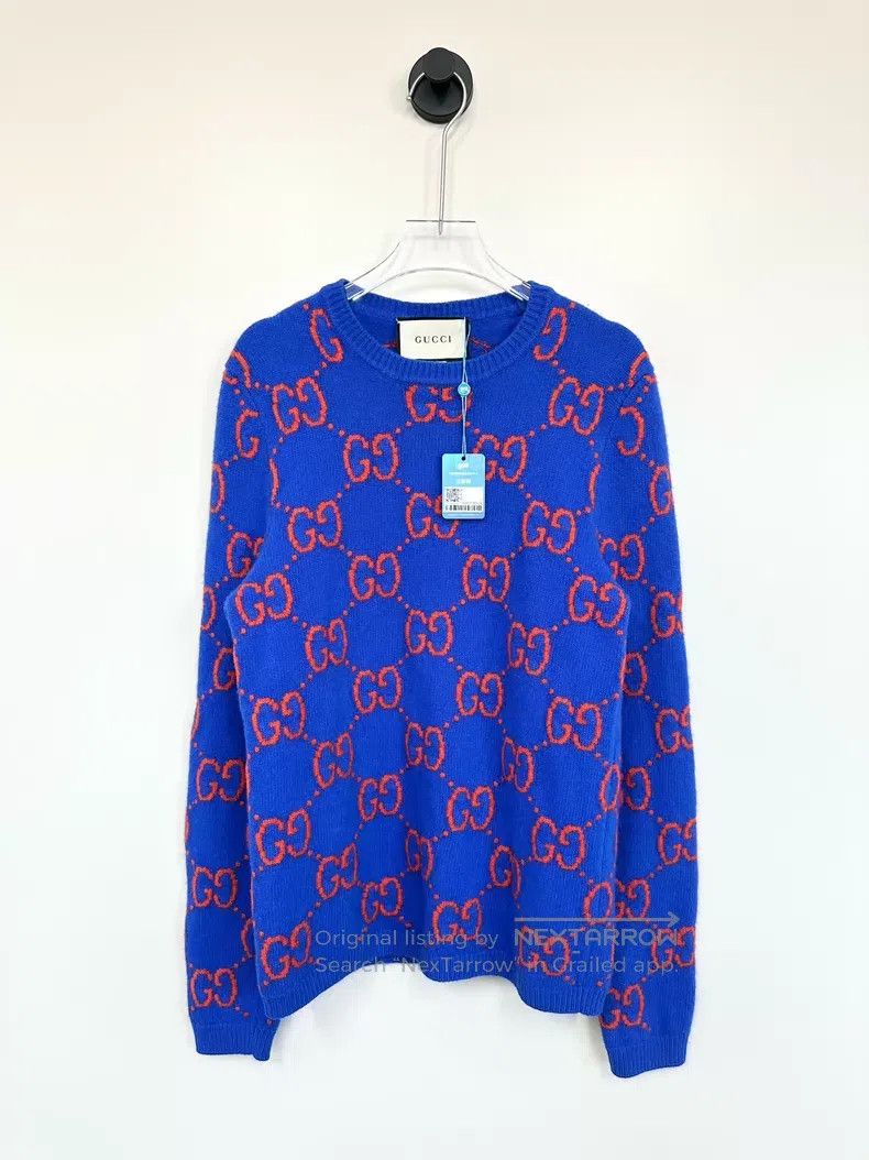 Gucci Gucci Dark blue double G full-print logo wool knitted swea Size US XS / EU 42 / 0 - 1 Thumbnail