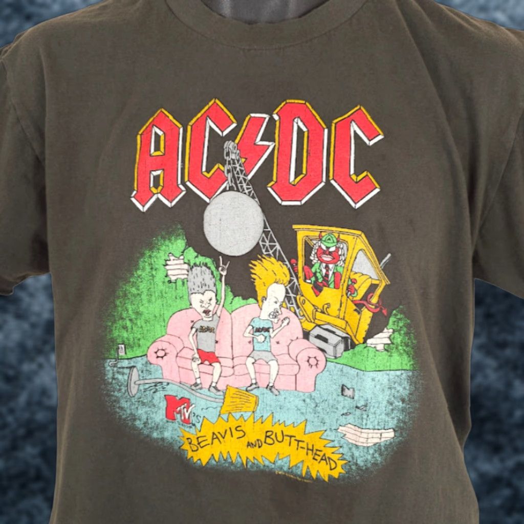 Vintage AC/DC Beavis And Butthead T Shirt Mens Large Green Black Thai Boot AC/DC Shirt Size US L / EU 52-54 / 3 - 1 Thumbnail