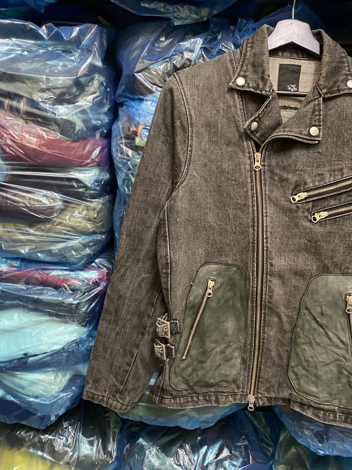 Japanese Brand Plus Create Denim Rider Jacket with Leather Pocket Panels Size US M / EU 48-50 / 2 - 7 Thumbnail