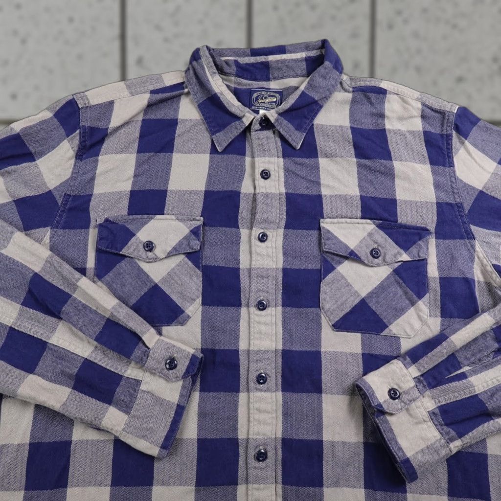 J.Crew J.CREW Shirt Mens 2XLT Blue Herringbone Flannel Heavy Long Sleeve Button Up Work Shirt Size US XXL / EU 58 / 5 - 1 Thumbnail
