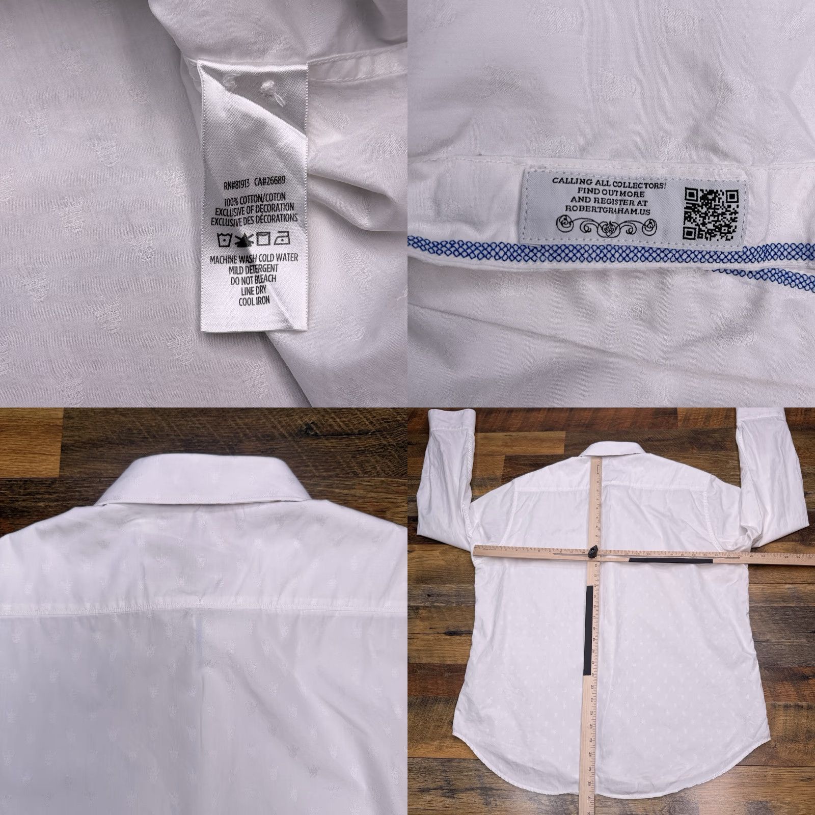 Robert Graham Robert Graham Classic Fit Shirt Mens XL White Crowns Button Up Size US XL / EU 56 / 4 - 8 Thumbnail