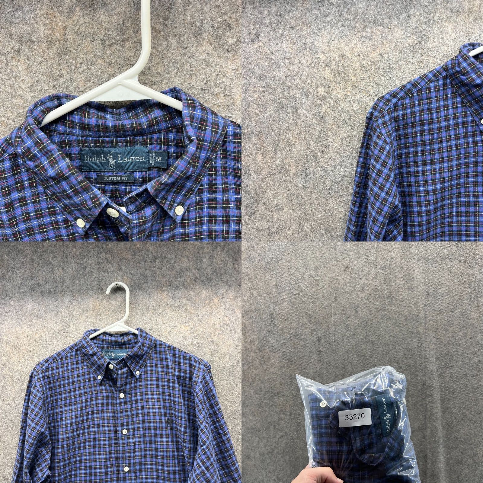 Polo Ralph Lauren VINTAGE Polo Ralph Lauren Shirt Men Medium Blue Oxford Button-Down Plaid Dress Size M Size 40R - 8 Thumbnail