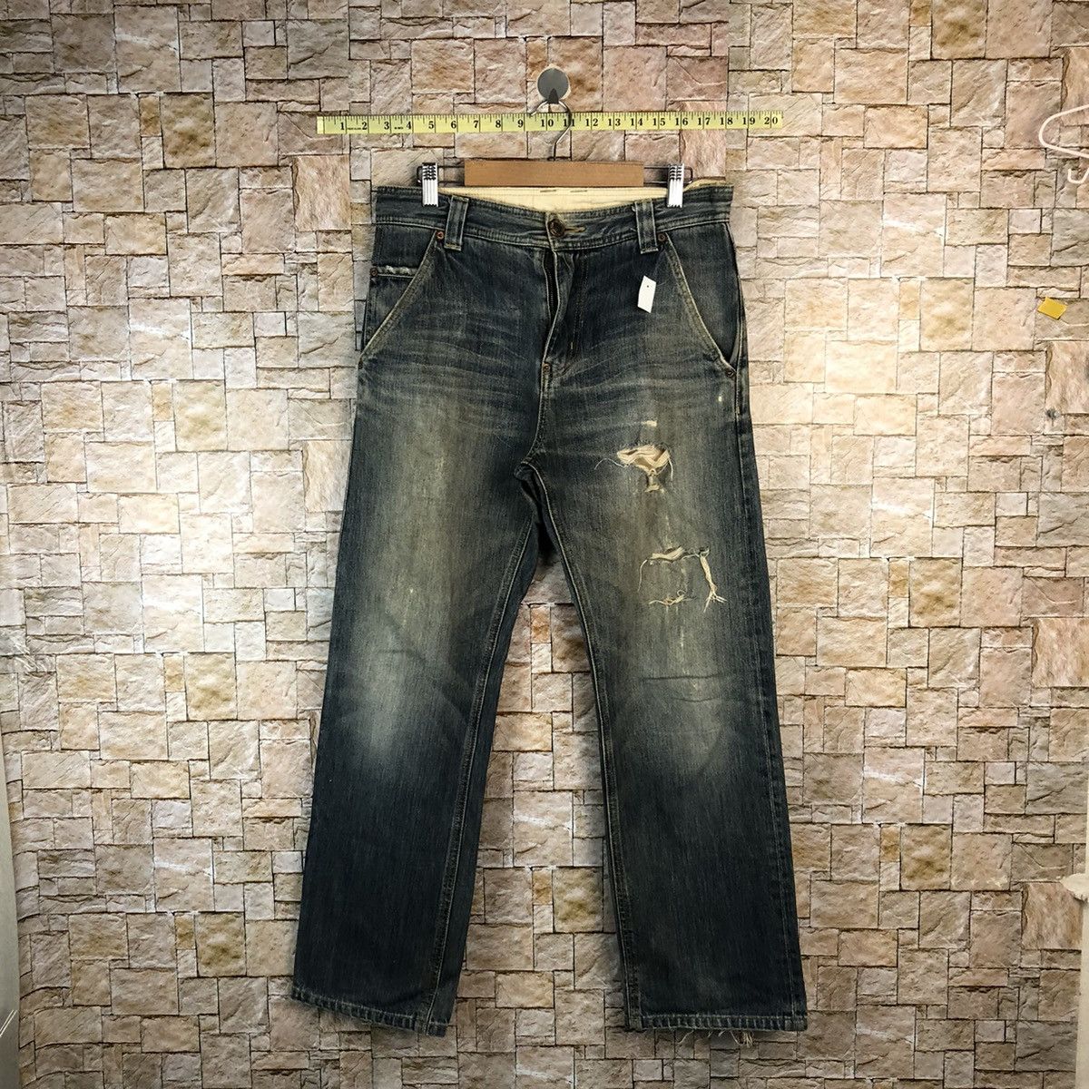 Japanese Brand Top Valu Blue Distressed Denim Pants #A1117 Size US 30 / EU 46 - 1 Thumbnail