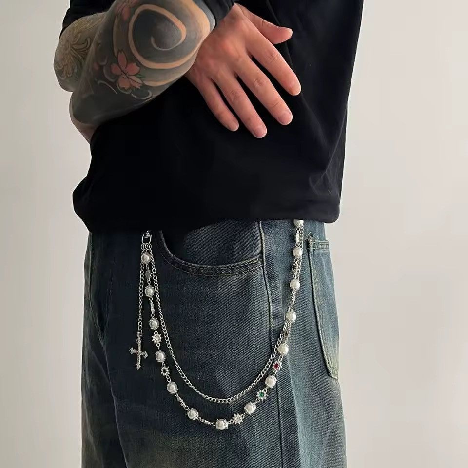 Jewelry Gothic Punk Cross Rhinestone Keychain Pants Chan Size ONE SIZE - 1 Thumbnail