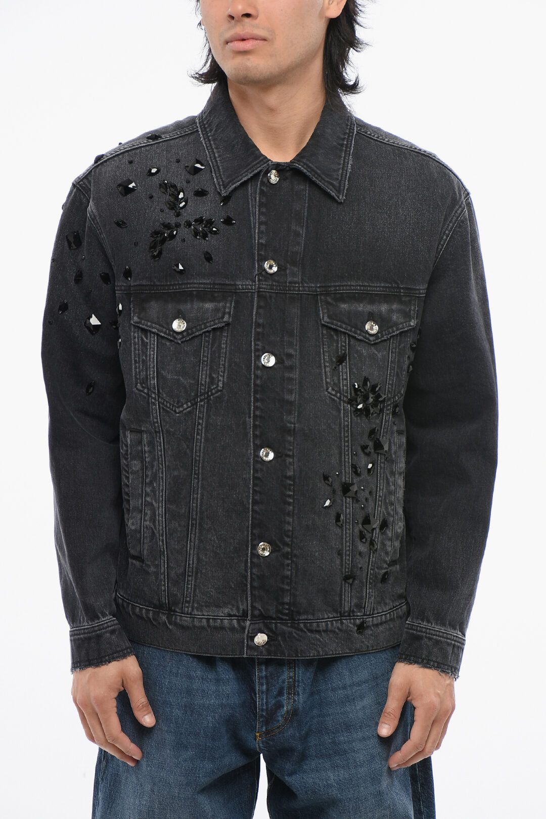 Dolce & Gabbana og1mm0825 Vintage Detailed Denim Jacket in Black Size US M / EU 48-50 / 2 - 1 Thumbnail
