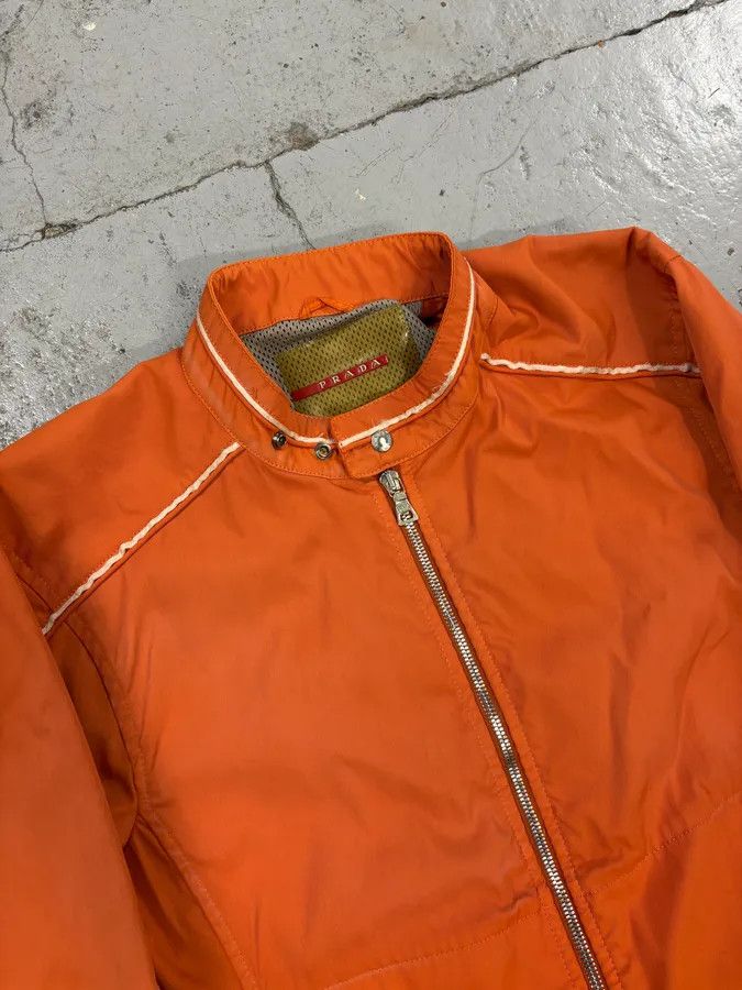 Prada SS2002 Prada Orange Nylon Biker Jacket Size US M / EU 48-50 / 2 - 5 Thumbnail