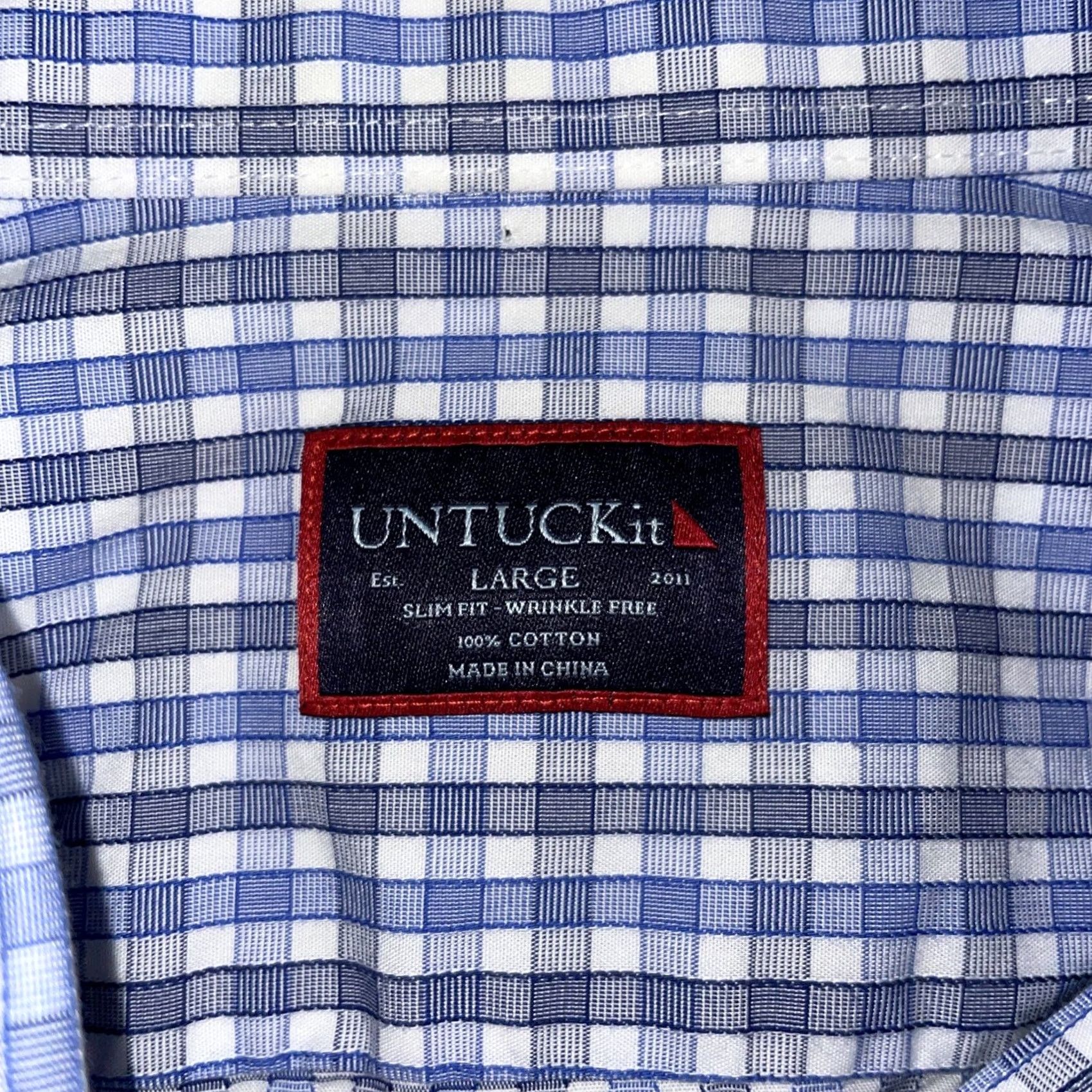 UNTUCKit UNTUCKit Shirt Mens L Blue Plaid Button Size US L / EU 52-54 / 3 - 3 Thumbnail