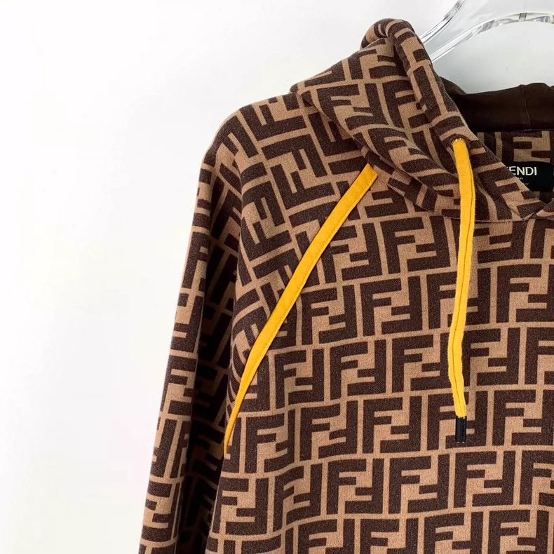 Fendi FENDI Brown Logo Letter Printed Cotton Hooded Embroidered Size M / US 6-8 / IT 42-44 - 3 Thumbnail