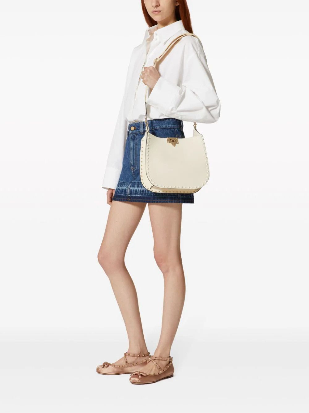 Valentino o1s22i1n0924 Size: OS / Rockstud Hobo Bag in White Size ONE SIZE - 2 Thumbnail