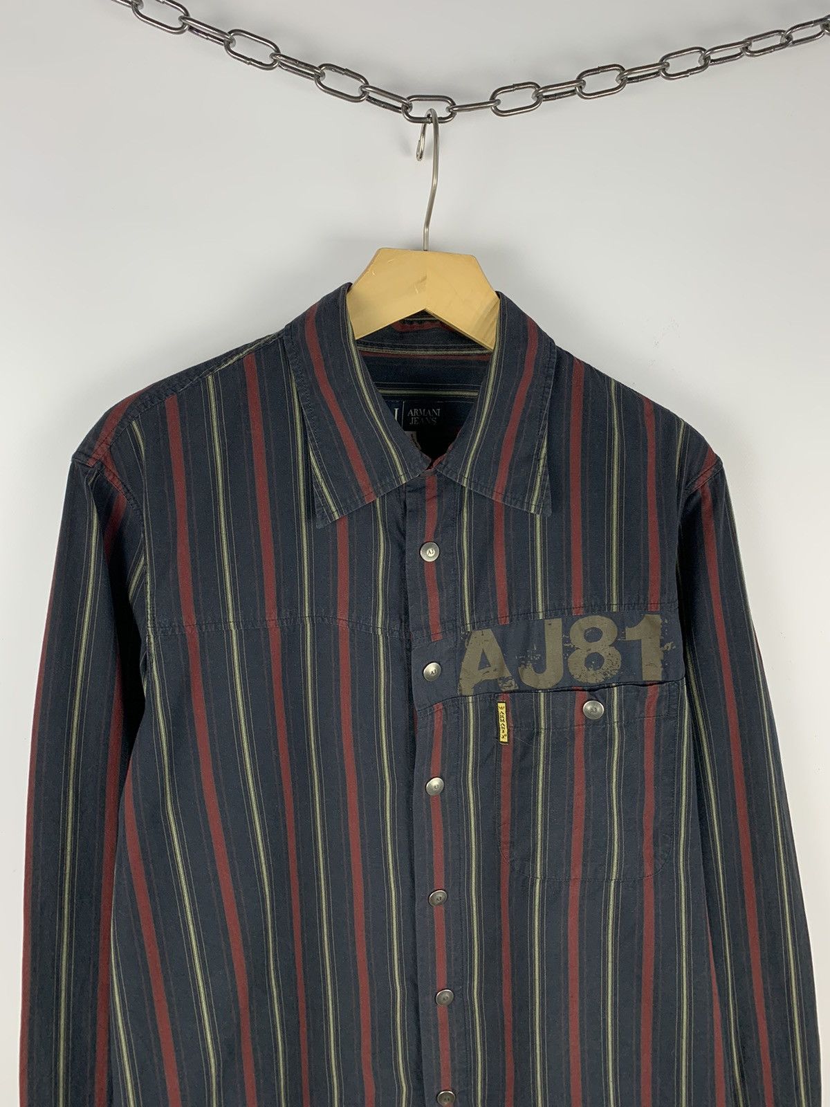 Armani Vintage Armani Jeans Striped Shirt Mens Avant-Garde Top Y2K Size US L / EU 52-54 / 3 - 2 Thumbnail