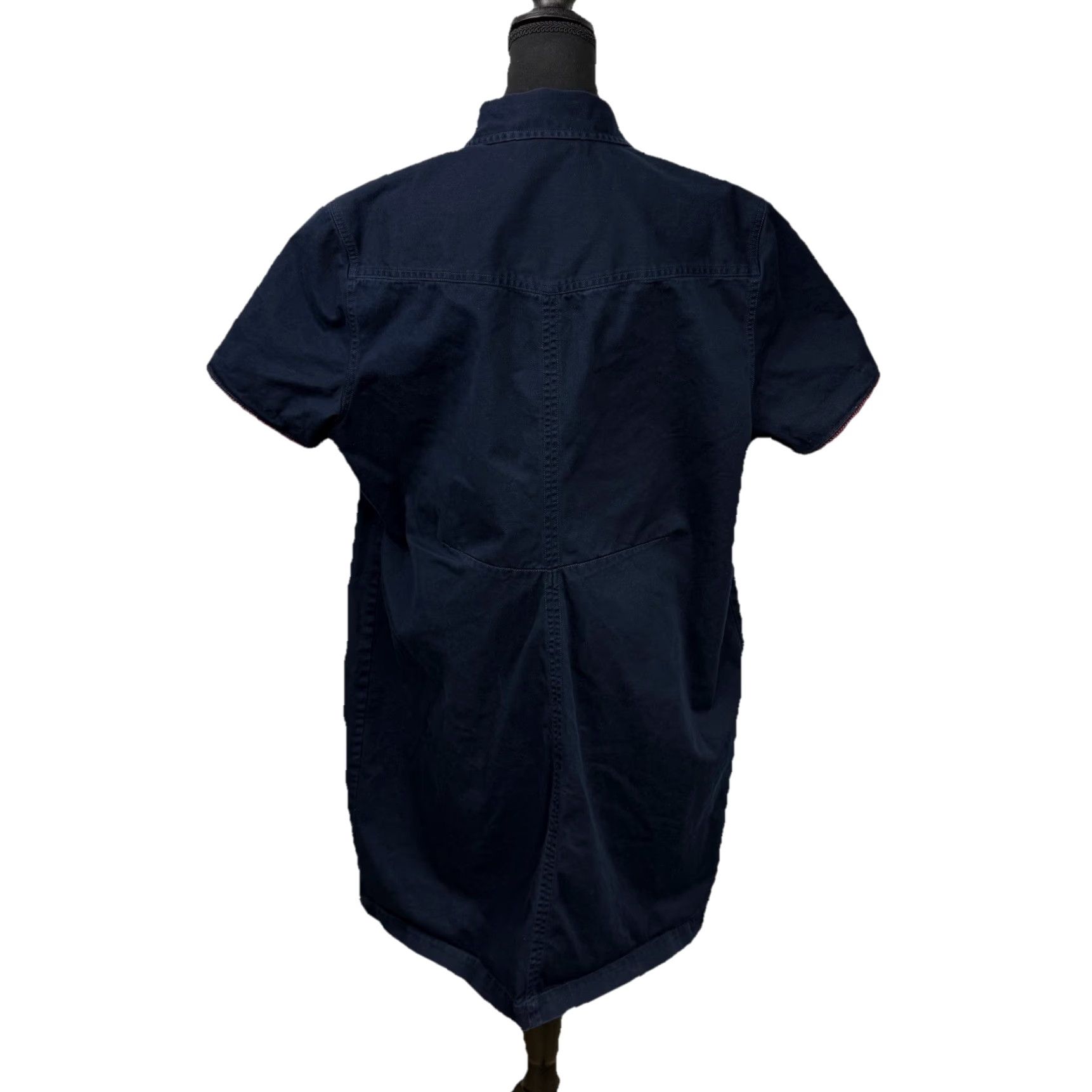 Tommy Hilfiger VINTAGE Tommy Hilfiger Women’s Shirt Dress Navy Short Sleeve Collared Button Front Sz 20 Plus Knee Length Womens Size 3XL / US 20-22 - 2 Thumbnail