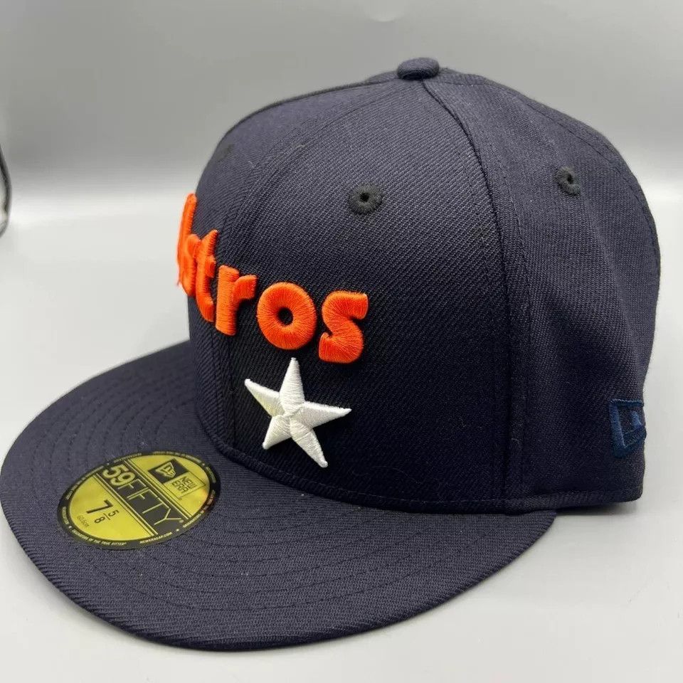 New Era Houston Astros Hat Men 7 5/8 59Fifty New Era Fitted Cap Size ONE SIZE - 3 Thumbnail