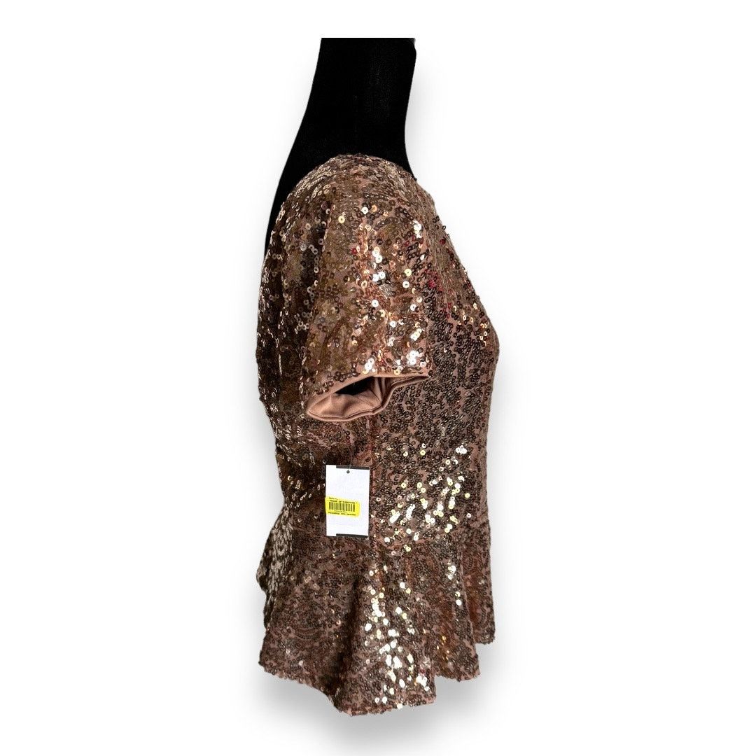 Other Moa Moa Womens Top Sz XL Rose Gold Sequined Sequins Peplum Size XL / US 12-14 / IT 48-50 - 2 Thumbnail