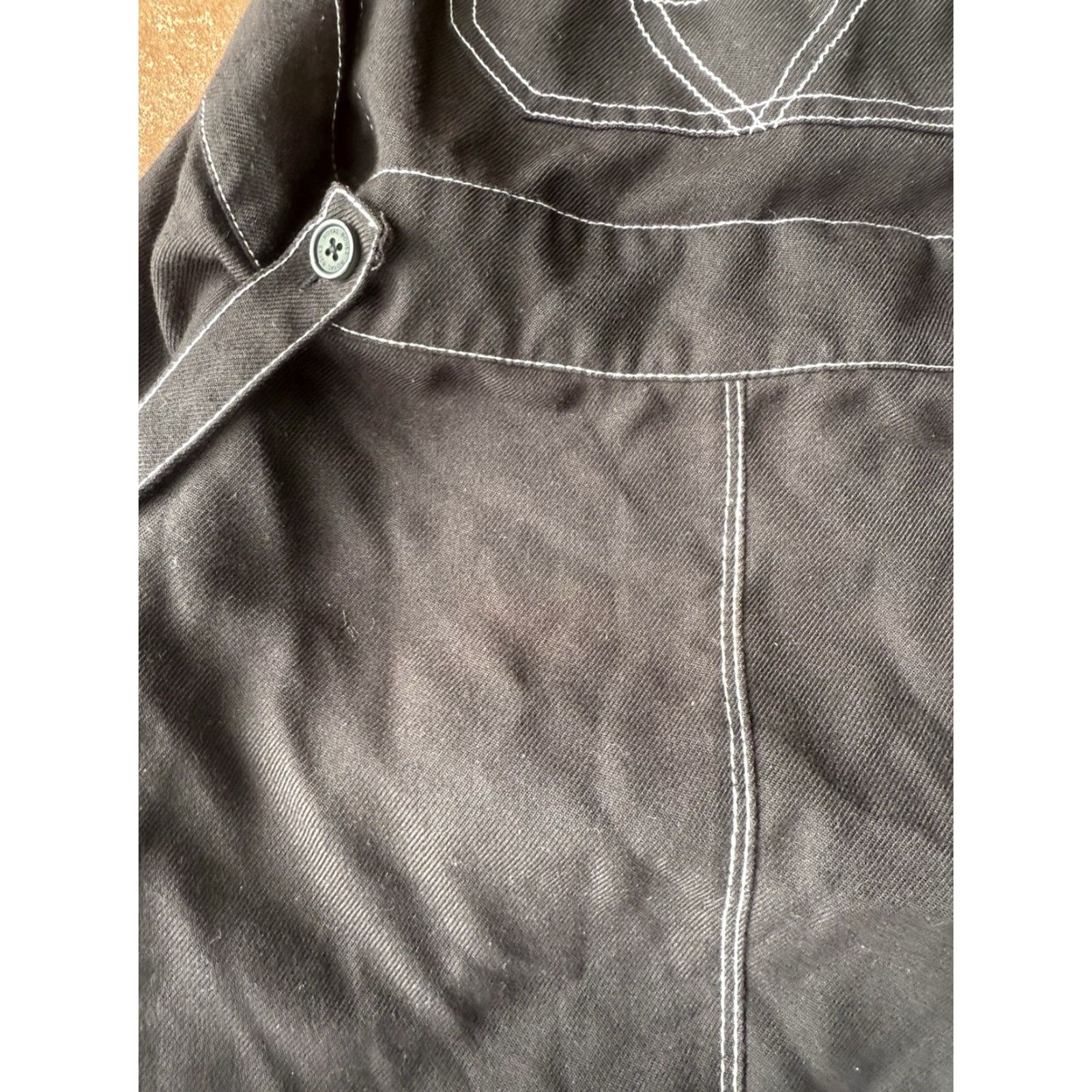 Vintage VINTAGE? No. Royal Bones Daang Goodman Romper Overall Skirt Women's L Black Canvas Logo Punk 90s Styles Womens Size 36" / US 14 / IT 50 - 4 Thumbnail
