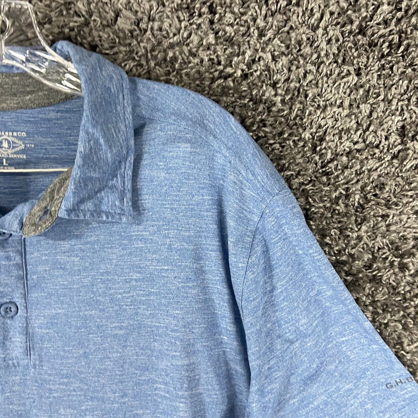 Vintage VINTAGE G.H. BASS & CO Polo Shirt Men L Short Sleeve Heathered Blue Size L Mens Ideal For Everyday Wear Size US L / EU 52-54 / 3 - 4 Thumbnail
