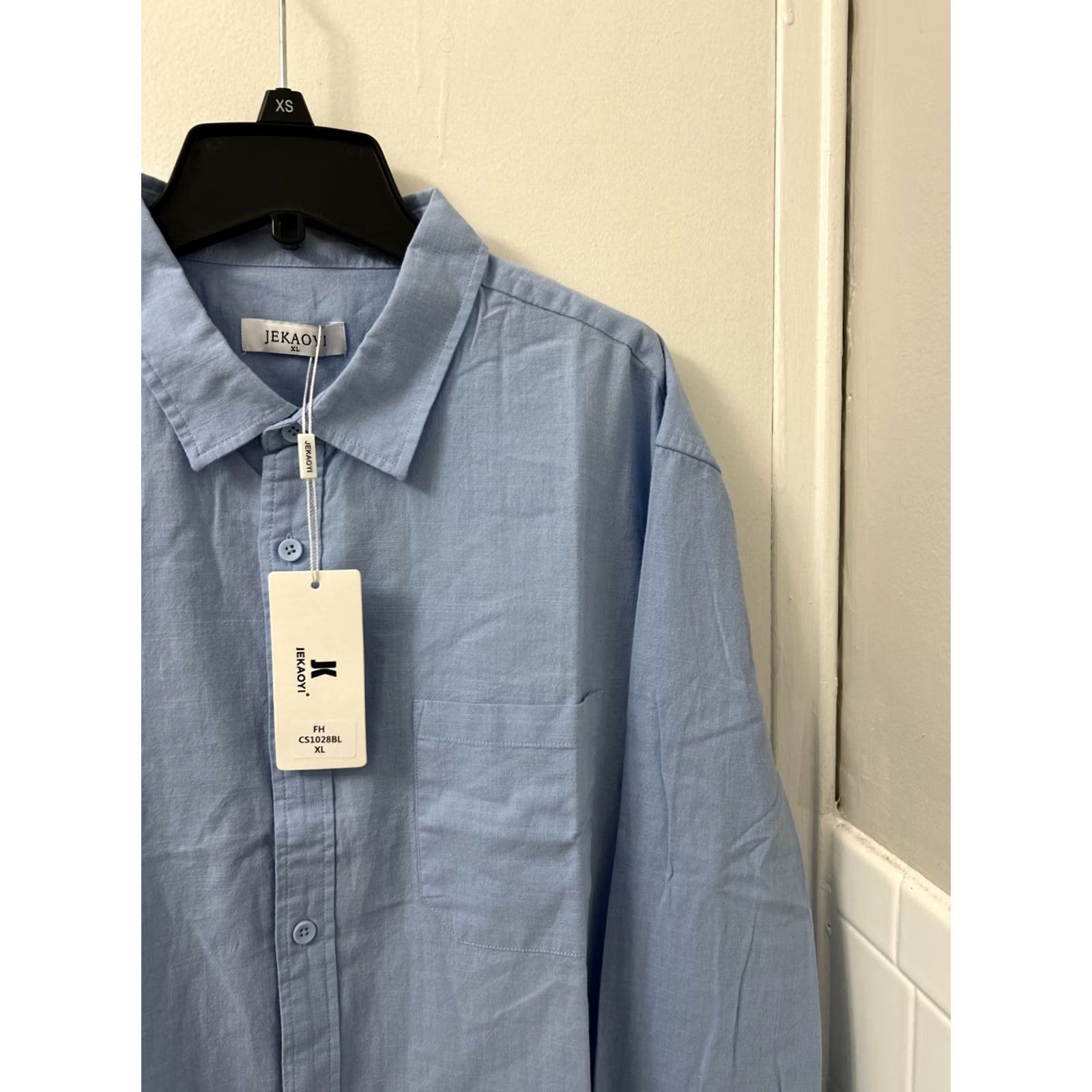 Vintage Jekaoyi Shirt Mens XL Blue Cotton Linen Blend Button-Down Long Sleeve Shirt Size US XL / EU 56 / 4 - 4 Thumbnail