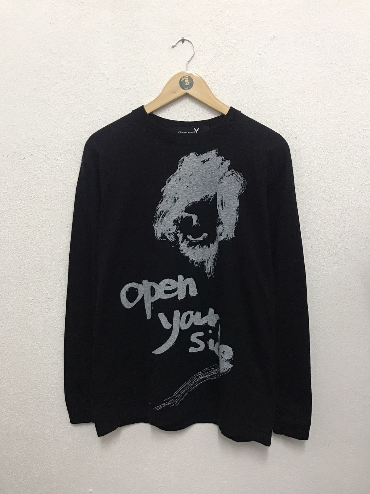 image of Groundy x Yohji Yamamoto Ground Y Open Your Side Longsleeve in Black, Men's (Size Medium)