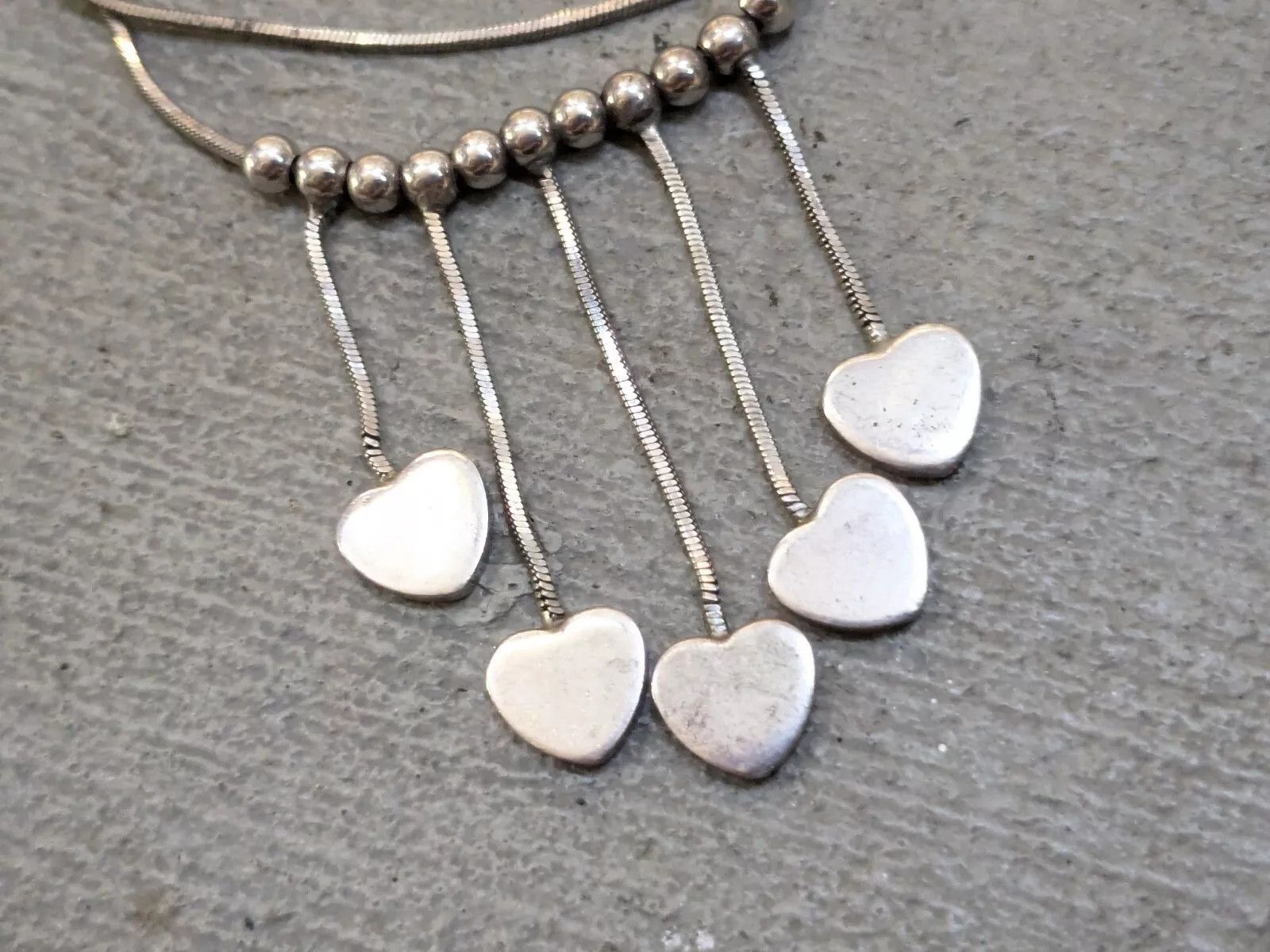 Sterling Silver Vintage Sterling Silver Necklace Hearts Chain Link 16" Y2K Size ONE SIZE - 5 Thumbnail