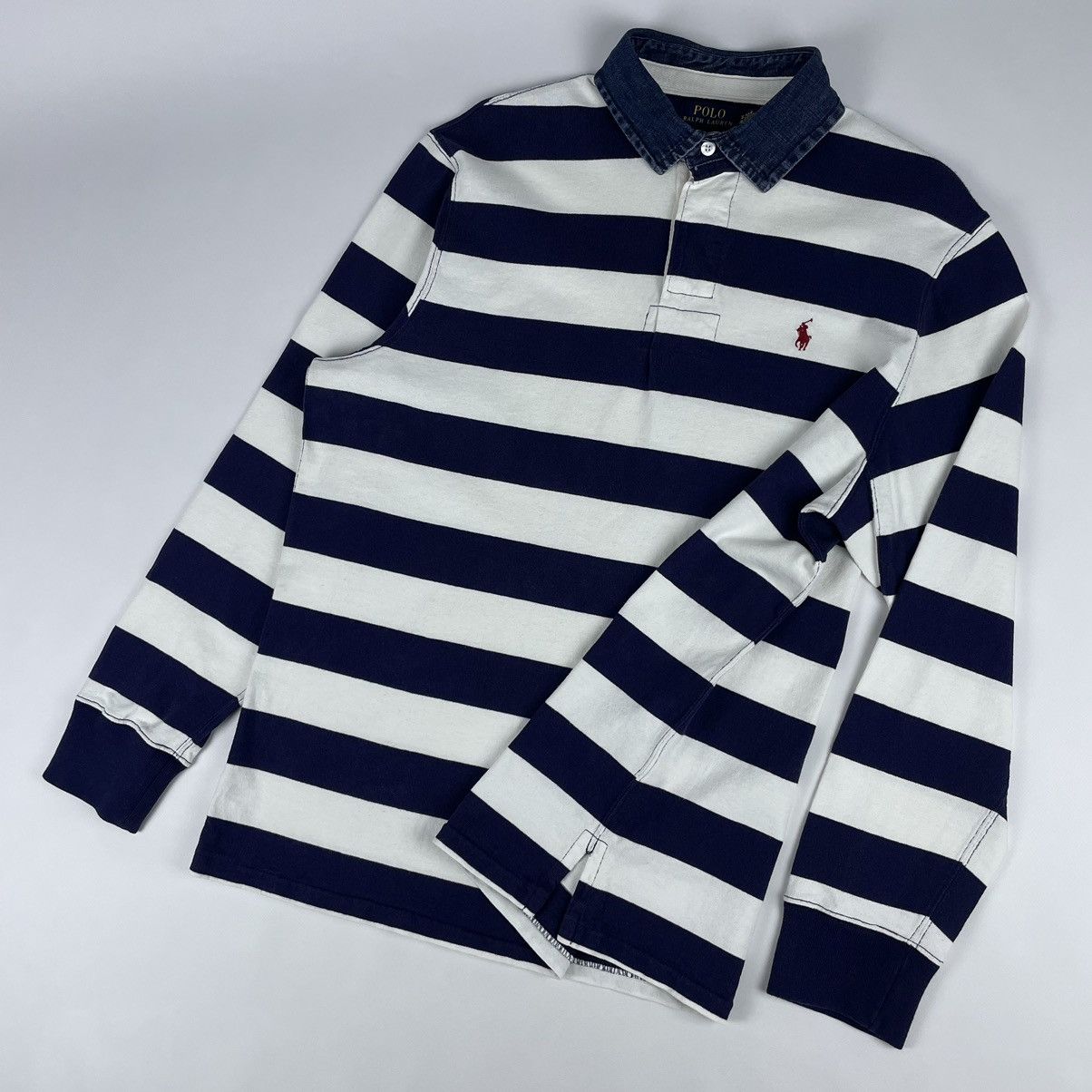 Polo Ralph Lauren Polo Ralph Lauren Vintage Rugby Striped Long Sleeve Size US XL / EU 56 / 4 - 8 Thumbnail