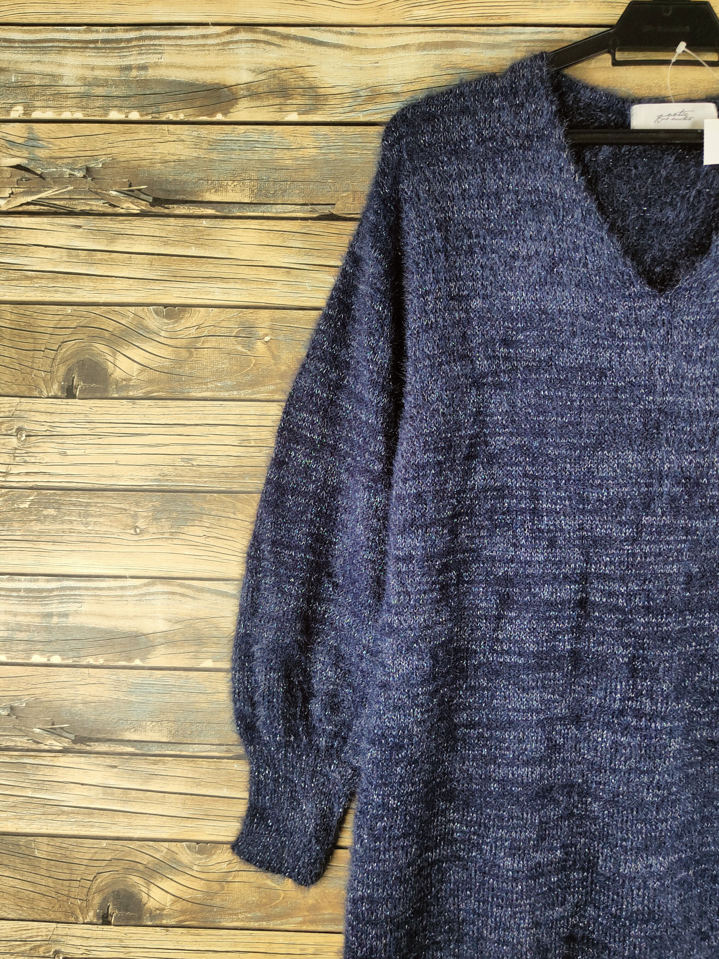 Japanese Brand DL Zootie Navy Fur Mohair Knitwear #46-496 Size M / US 6-8 / IT 42-44 - 3 Thumbnail