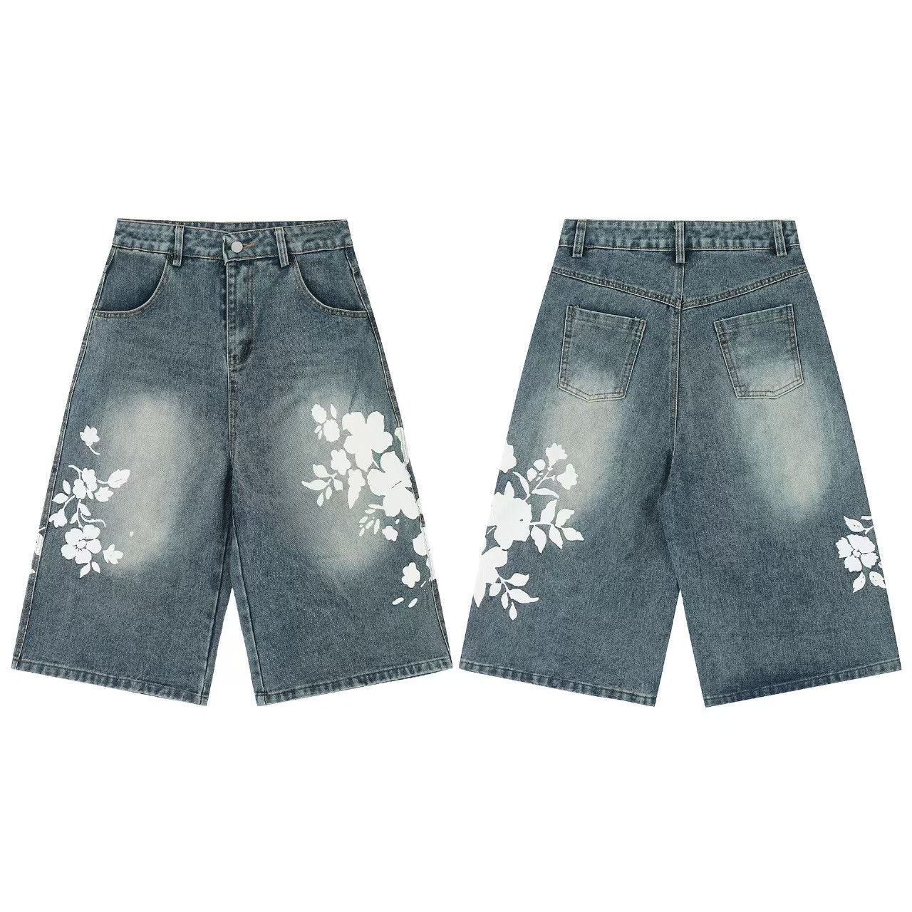 Vintage Street blue jacquard print baggy denim shorts Size US 30 / EU 46 - 3 Thumbnail