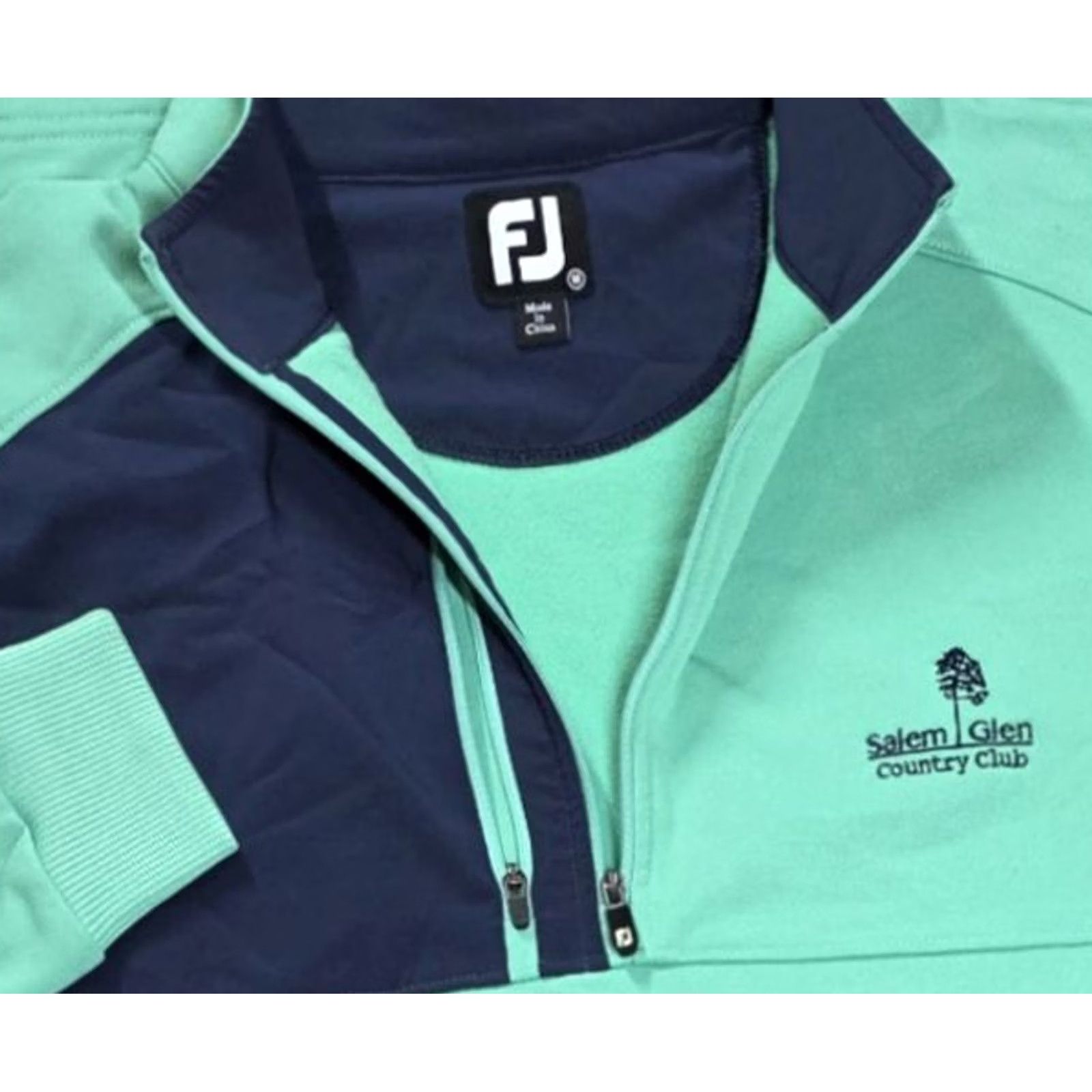 Footjoy FootJoy Pullover Mens M Green Blue Pique Sport Midlayer 1/4 Zip Salem Glen CC Size US M / EU 48-50 / 2 - 2 Thumbnail