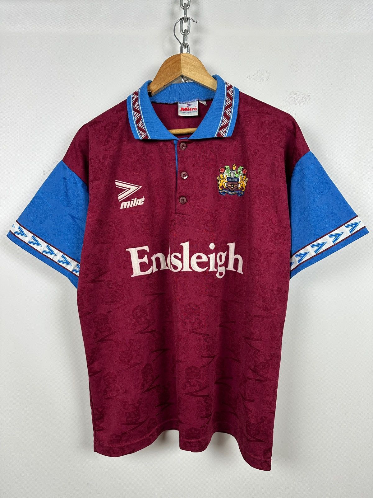 Vintage 1993/95 Mitre Burnley FC Vintage Home Soccer Jersey Size US L / EU 52-54 / 3 - 1 Thumbnail