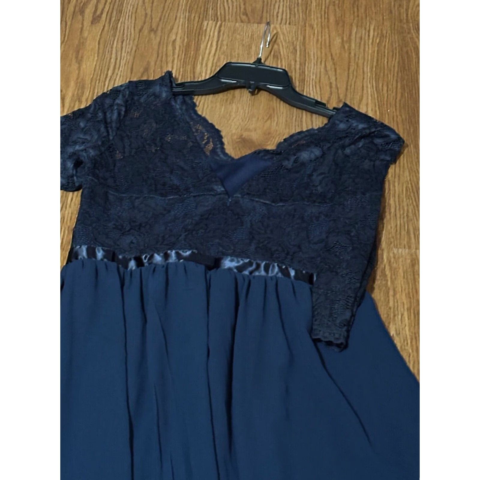 Vintage VINTAGE TheFound Navy Blue Half Sleeve V Neck Formal Maxi Dress Size XL Womens Size XL / US 12-14 / IT 48-50 - 4 Thumbnail