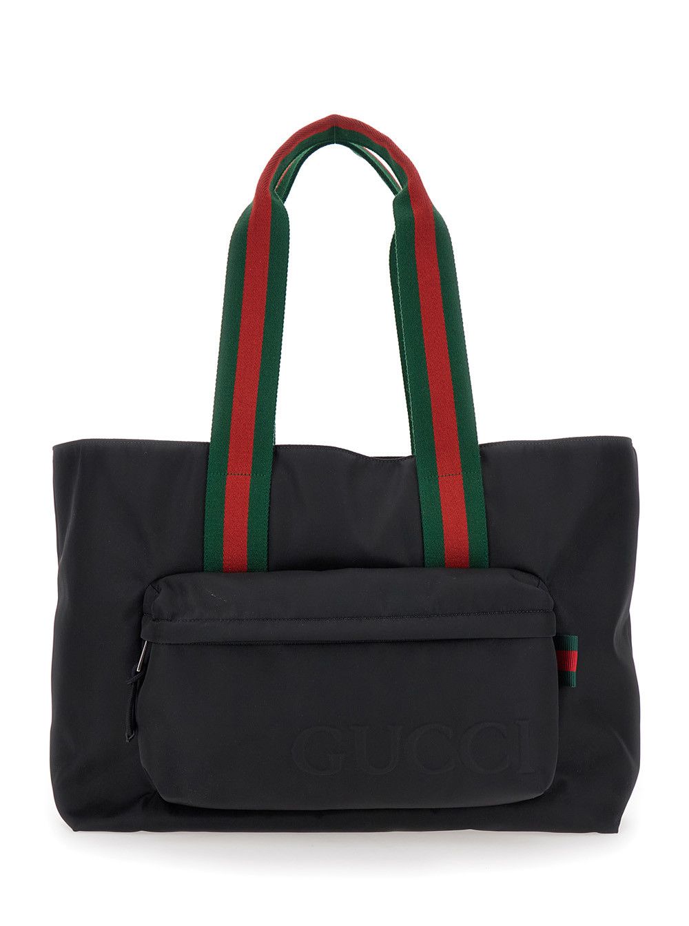 Gucci Black Tote Bag with Web Handles and Logo Lettering on the Front in Tech Fabric Man Size ONE SIZE - 1 Thumbnail