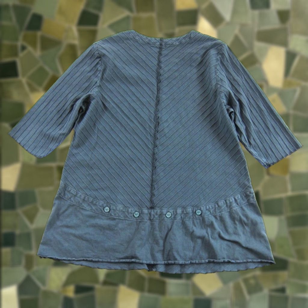 Alife Focus Casual Life Ribbed Cotton Grey 3/4 Sleeve Tunic Blouse Top Large Women Size L / US 10 / IT 46 - 1 Thumbnail