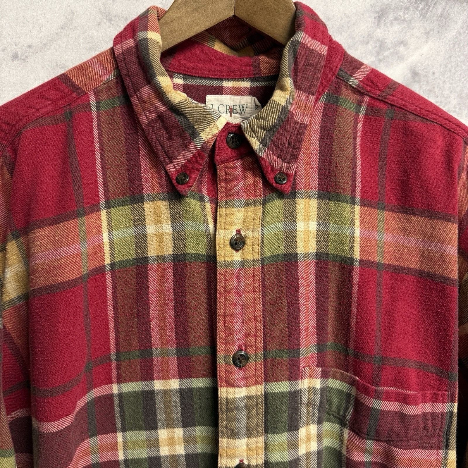 J.Crew J Crew Flannel Shirt Mens XL Red 25x30.5 Long Sleeve Plaid Size US XL / EU 56 / 4 - 3 Thumbnail