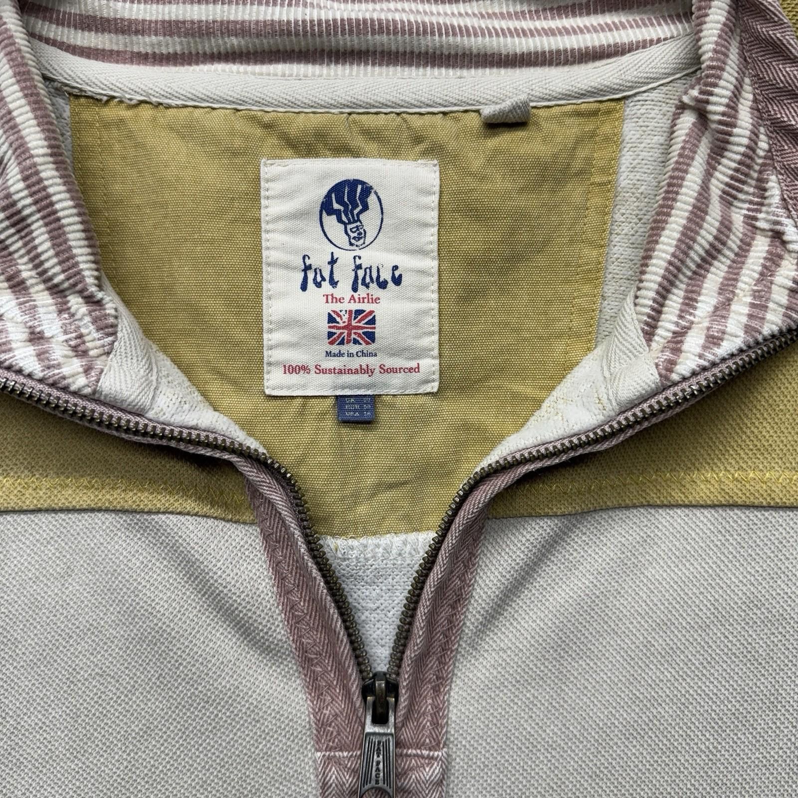 FatFace Fat Face Airlie Men's 1/4 Zip Pullover Ivory Mustard Pink 16 Size US L / EU 52-54 / 3 - 3 Thumbnail
