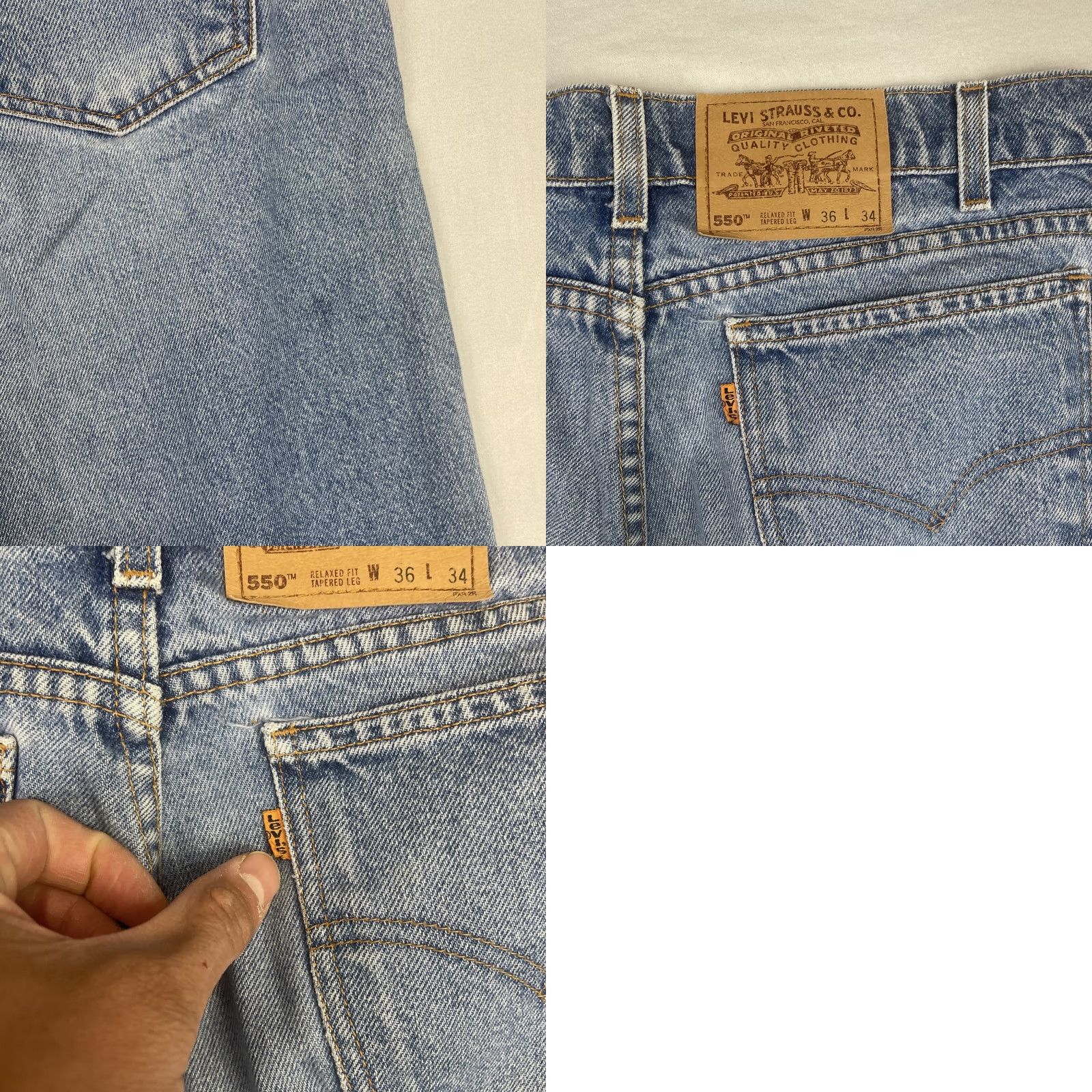 Levi's VINTAGE Levi's 550 Jeans Mens 36x34 Relaxed Fit Tapered Blue 90s Jeans (Denim) Mens Size US 36 / EU 52 - 9 Thumbnail