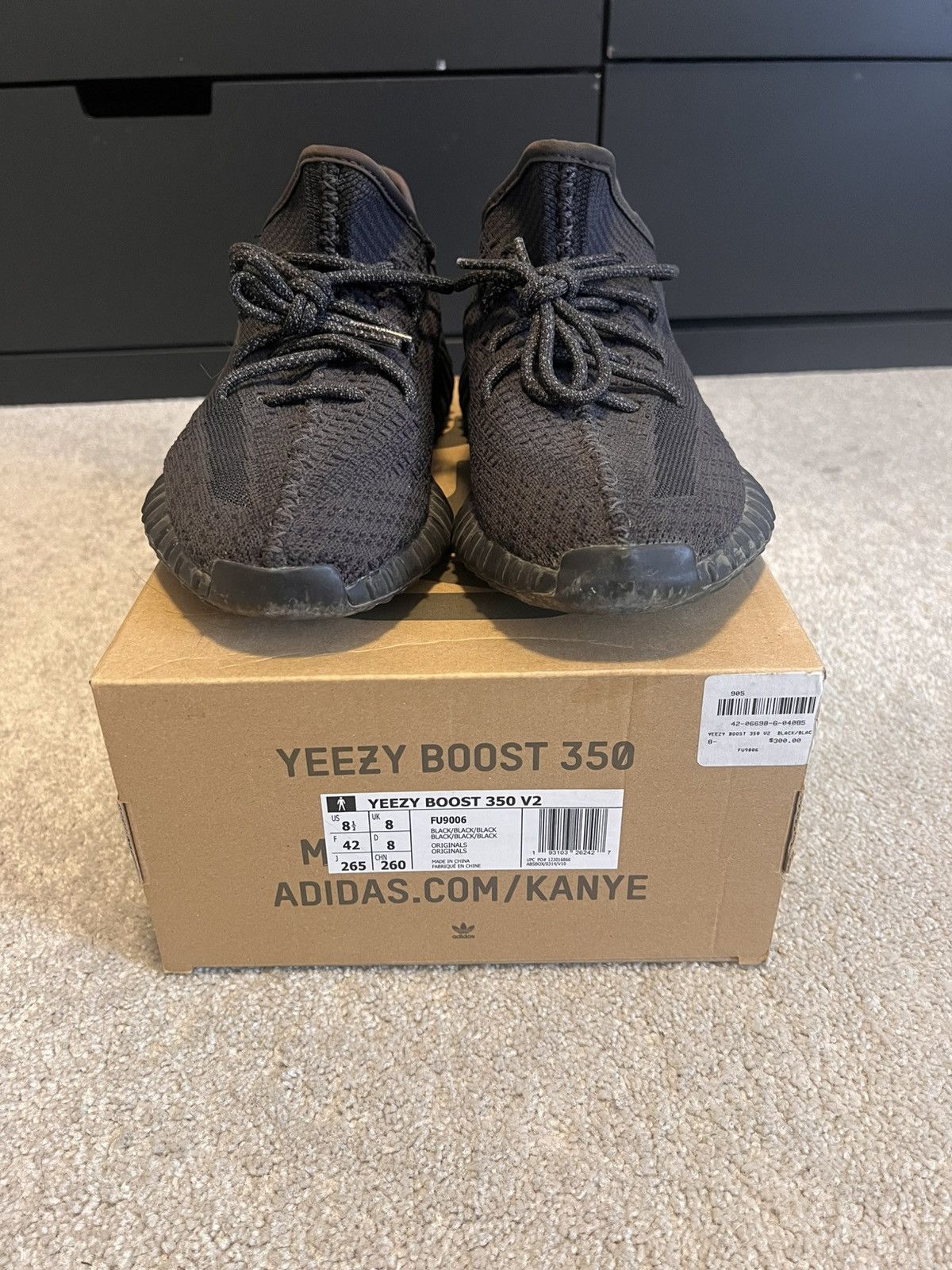 Yeezy Adidas Yeezy Boost 350 V2 ‘Black’ (Non-Reflective, 2019) Size US 8.5 / EU 41-42 - 1 Thumbnail