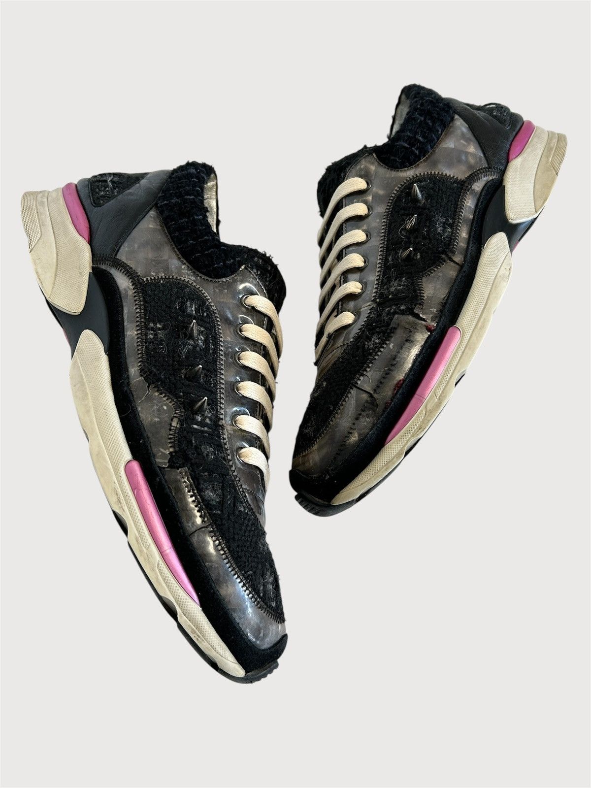 Chanel FW2014 Runway Tweed Spiked Runner Sneakers Size US 8 / EU 41 - 4 Thumbnail