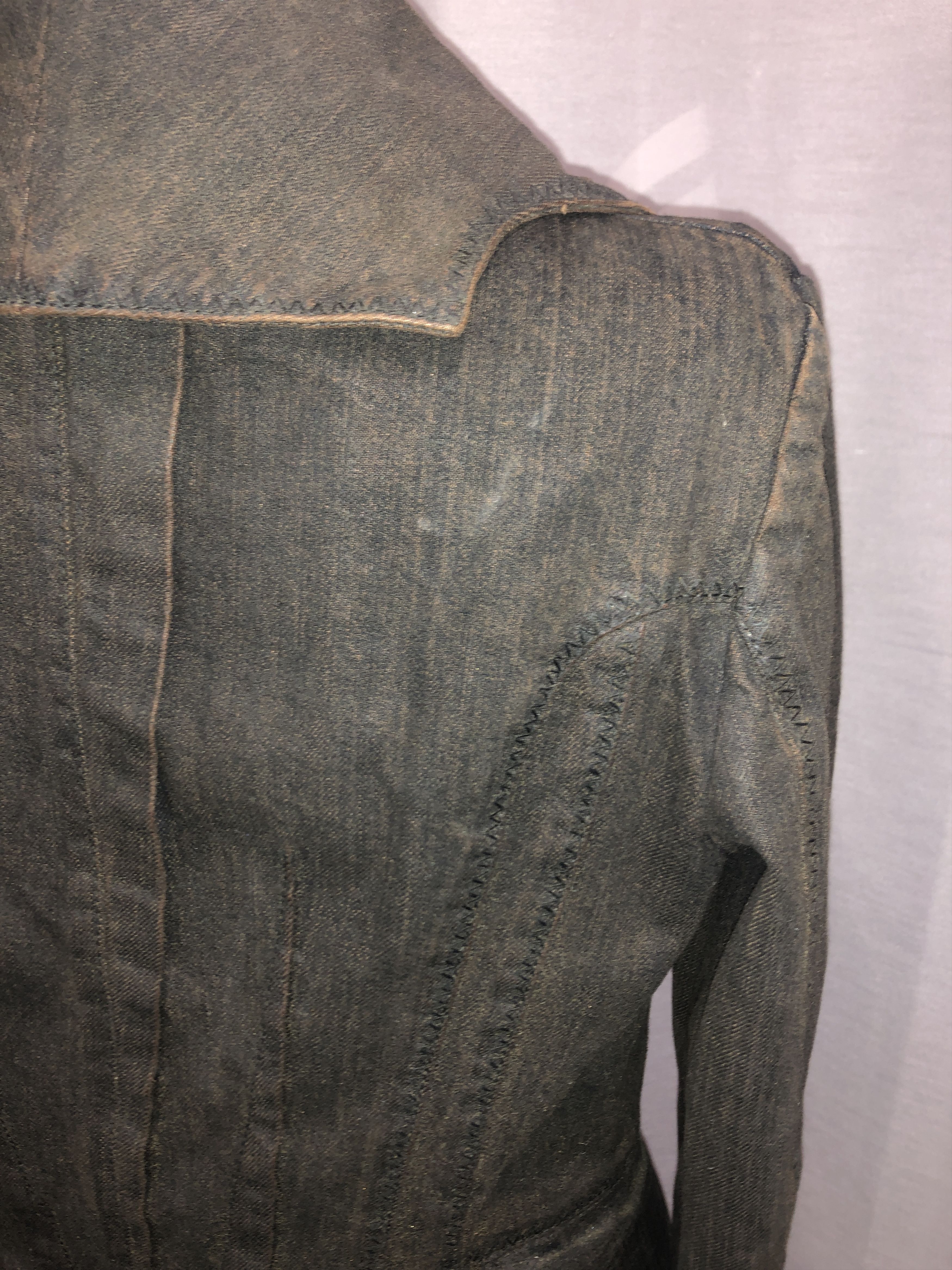 John Galliano Piratesque Asymmetric Denim Jacket Size L / US 10 / IT 46 - 16 Thumbnail