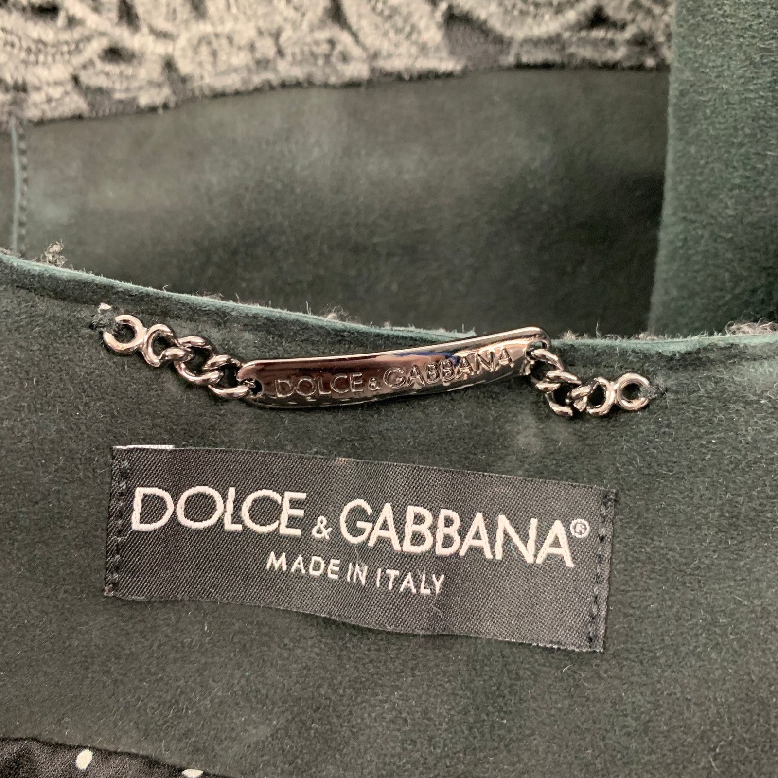 Dolce & Gabbana DOLCE & GABBANA 8 Dark Green Suede Mixed Patterns Jacket Size M / US 6-8 / IT 42-44 - 6 Thumbnail