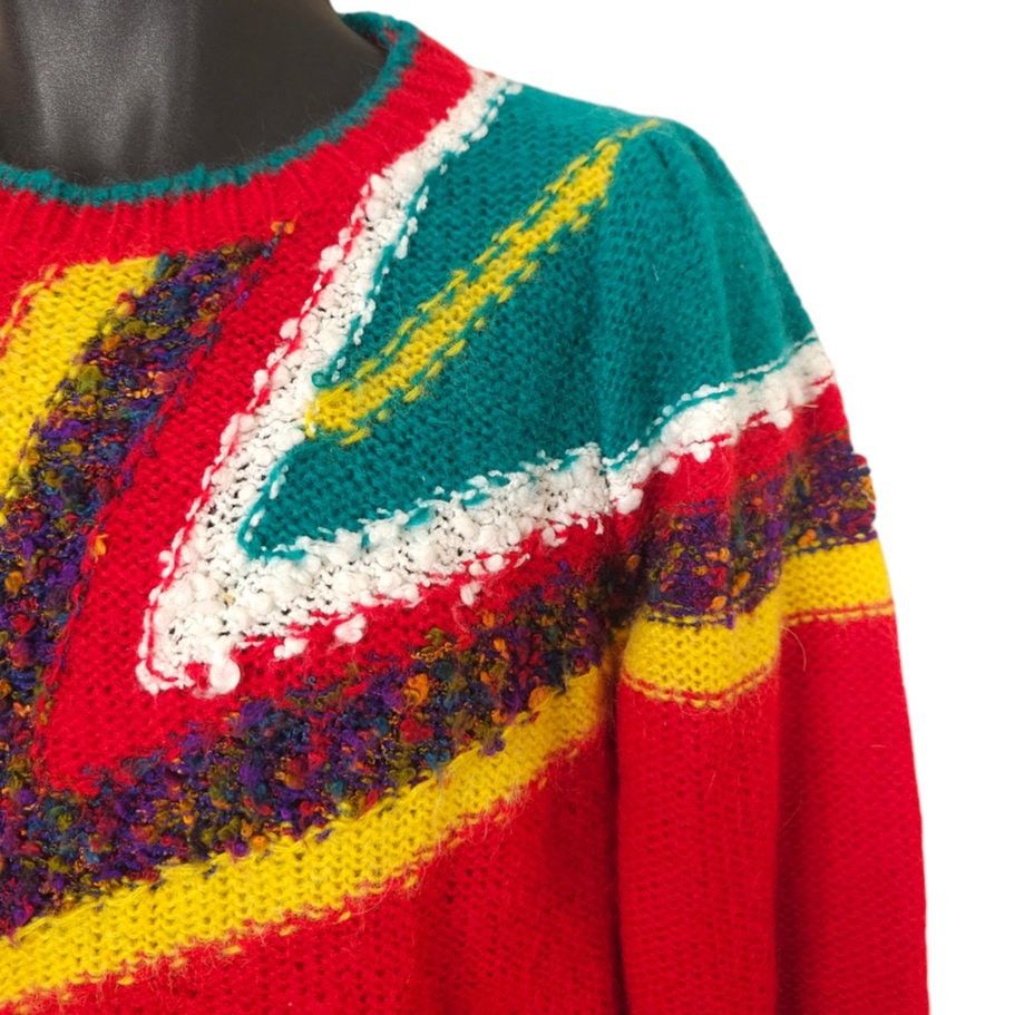 Vintage Vintage Abstract Sweater Womens Size Small Red Fuzzy Size S / US 4 / IT 40 - 2 Thumbnail