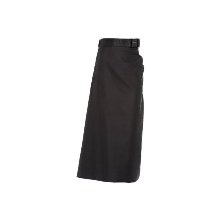 Prada Prada SS21 Black Recycled Nylon Midi Skirt Size US 38 / EU 54 - 1 Thumbnail