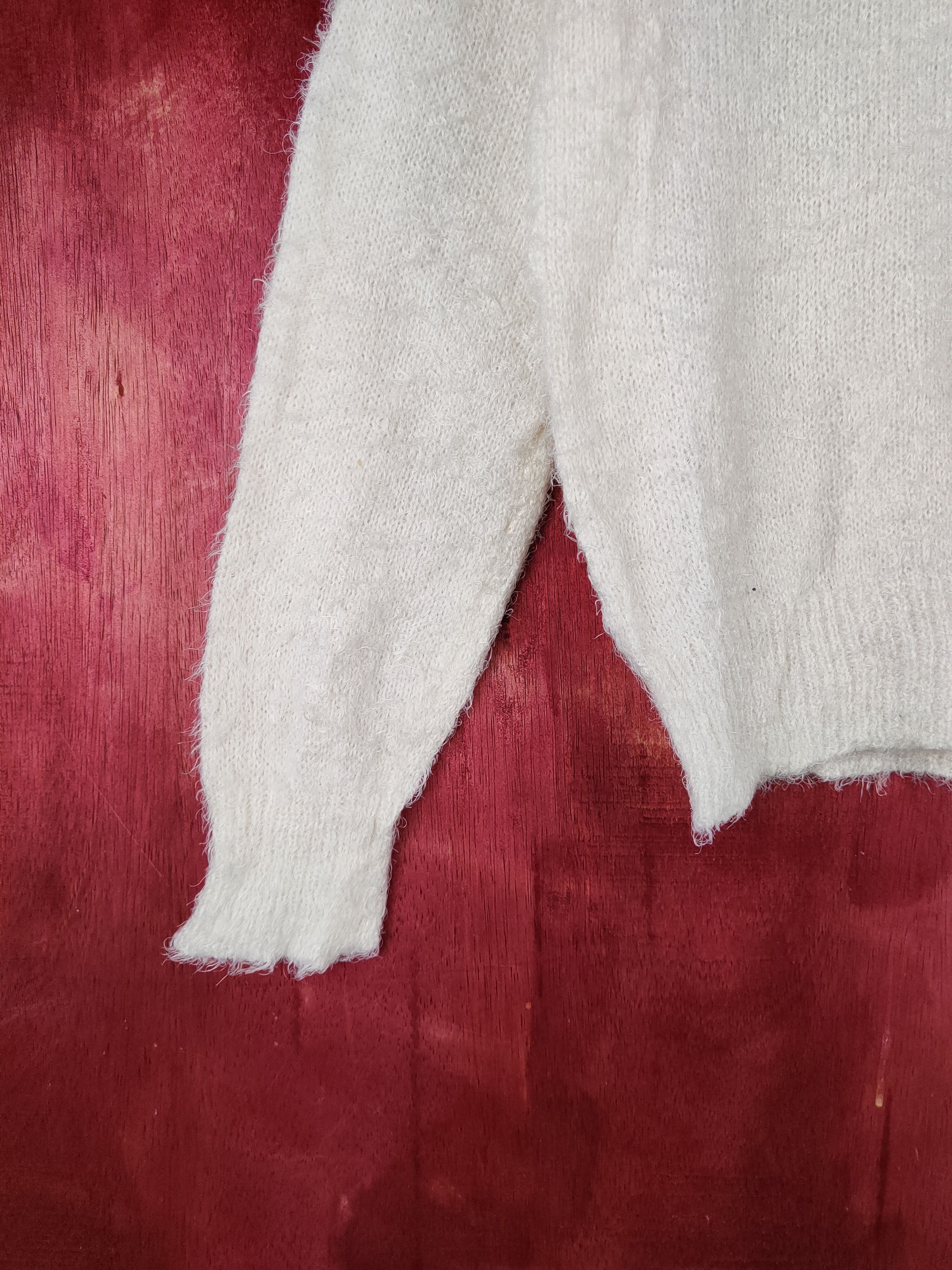 GU × Vintage Avant garde fashion GU Ivory Fur Mohair Knitwear Size S / US 4 / IT 40 - 3 Thumbnail