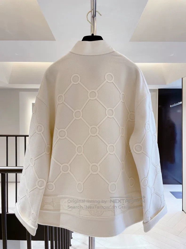 Hermes Hermes Milkshake White Cashmere and Leather Lapel Jacket Size XS / US 0-2 / IT 36-38 - 2 Thumbnail