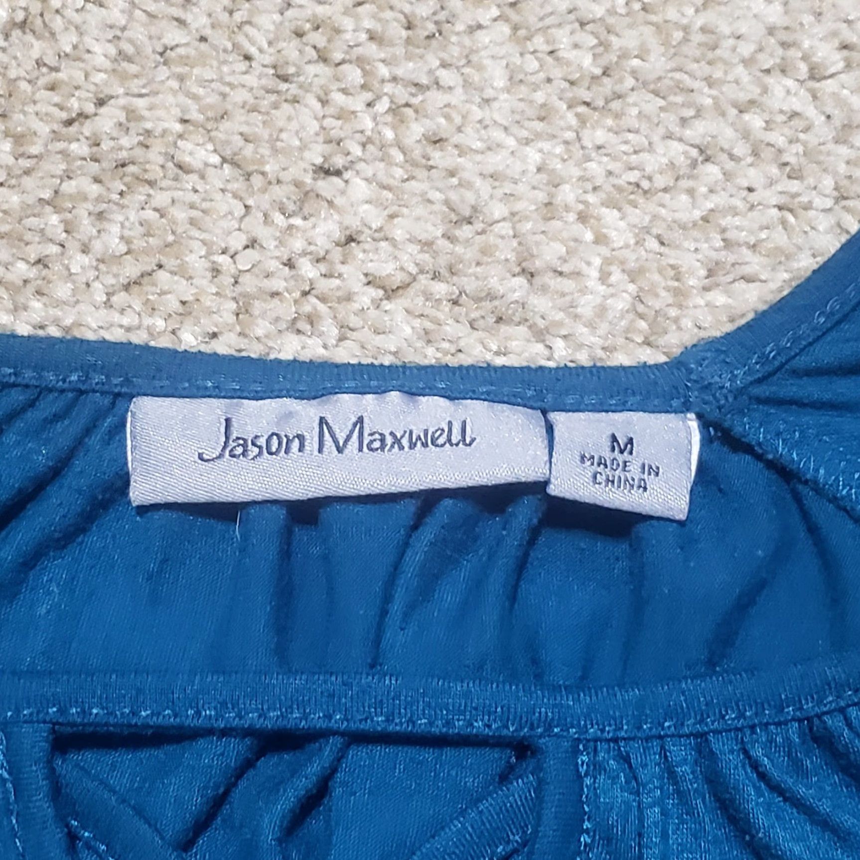 Vintage Jason Maxwell Shirt Women Adult Medium Blue Short Sleeve Blouse 100% Cotton Back 60% Cotton/40% Polyester Floral Modern Size M / US 6-8 / IT 42-44 - 3 Thumbnail