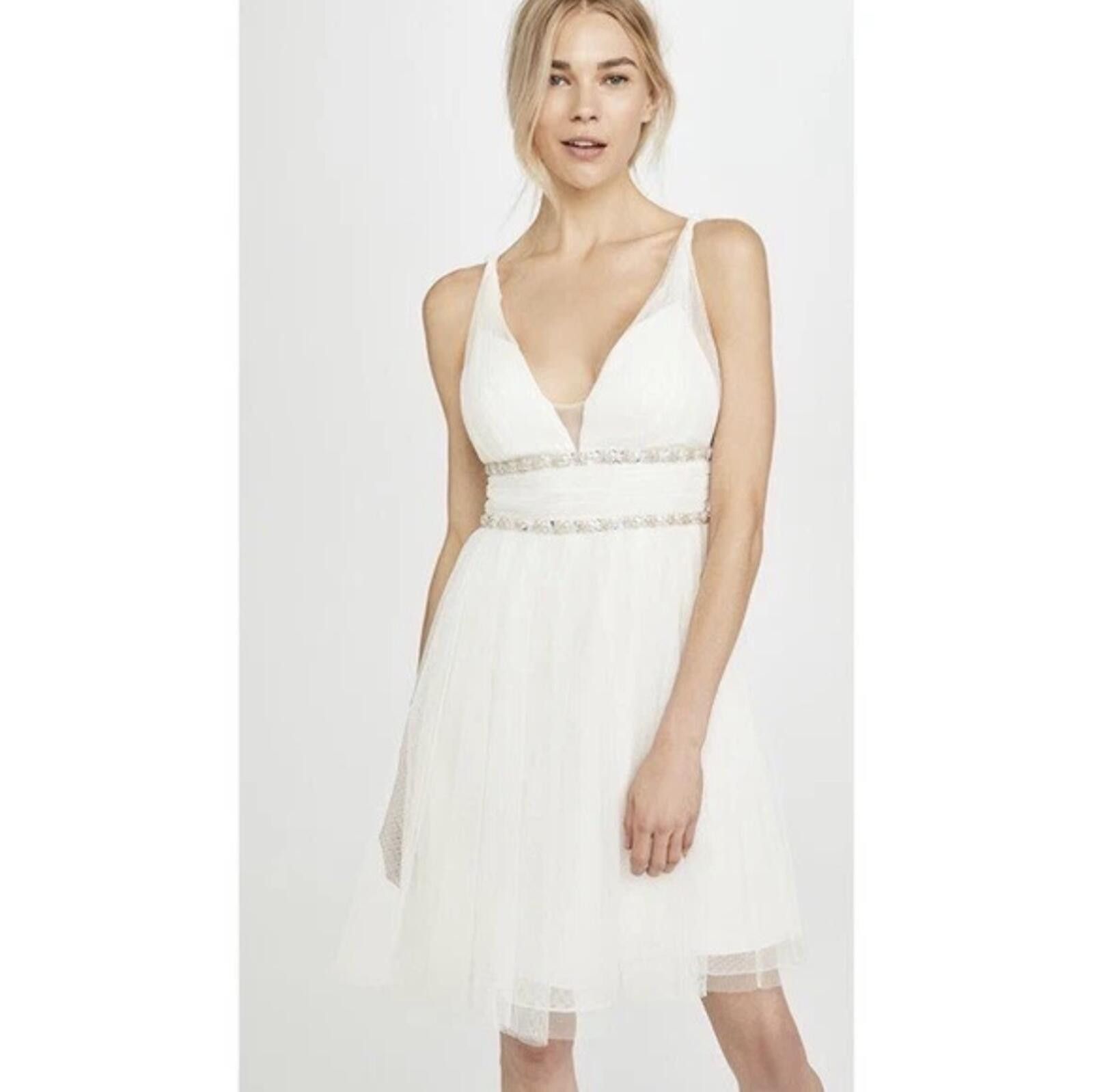 Marques'Almeida NWT Marchesa Notte Ivory Tulle Cocktail Bridal Beaded Dress Size L / US 10 / IT 46 - 1 Thumbnail